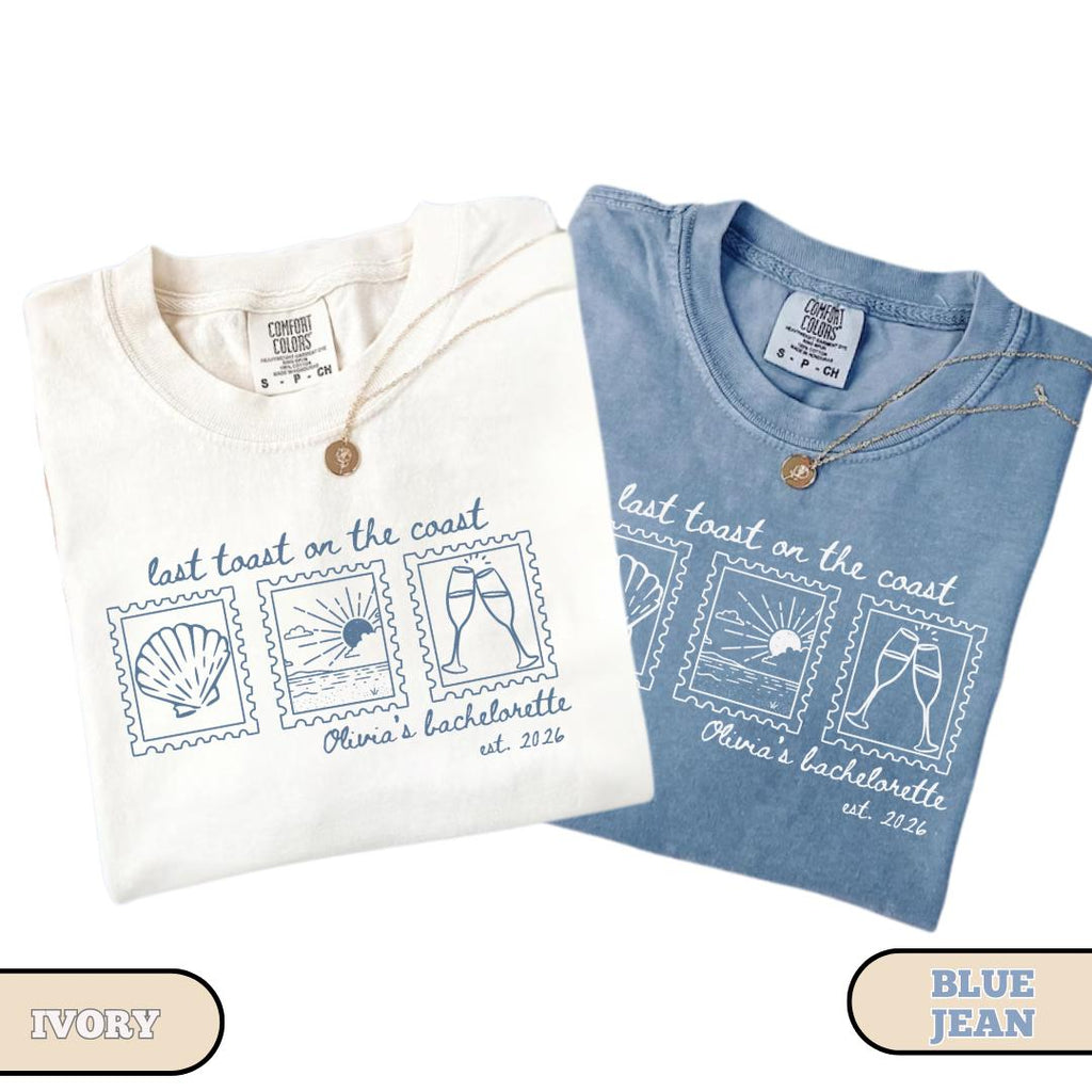 Last Toast Coast Bachelorette Custom Beach Bachelorette Party Last Splash Tee Personalized Seashell (1)