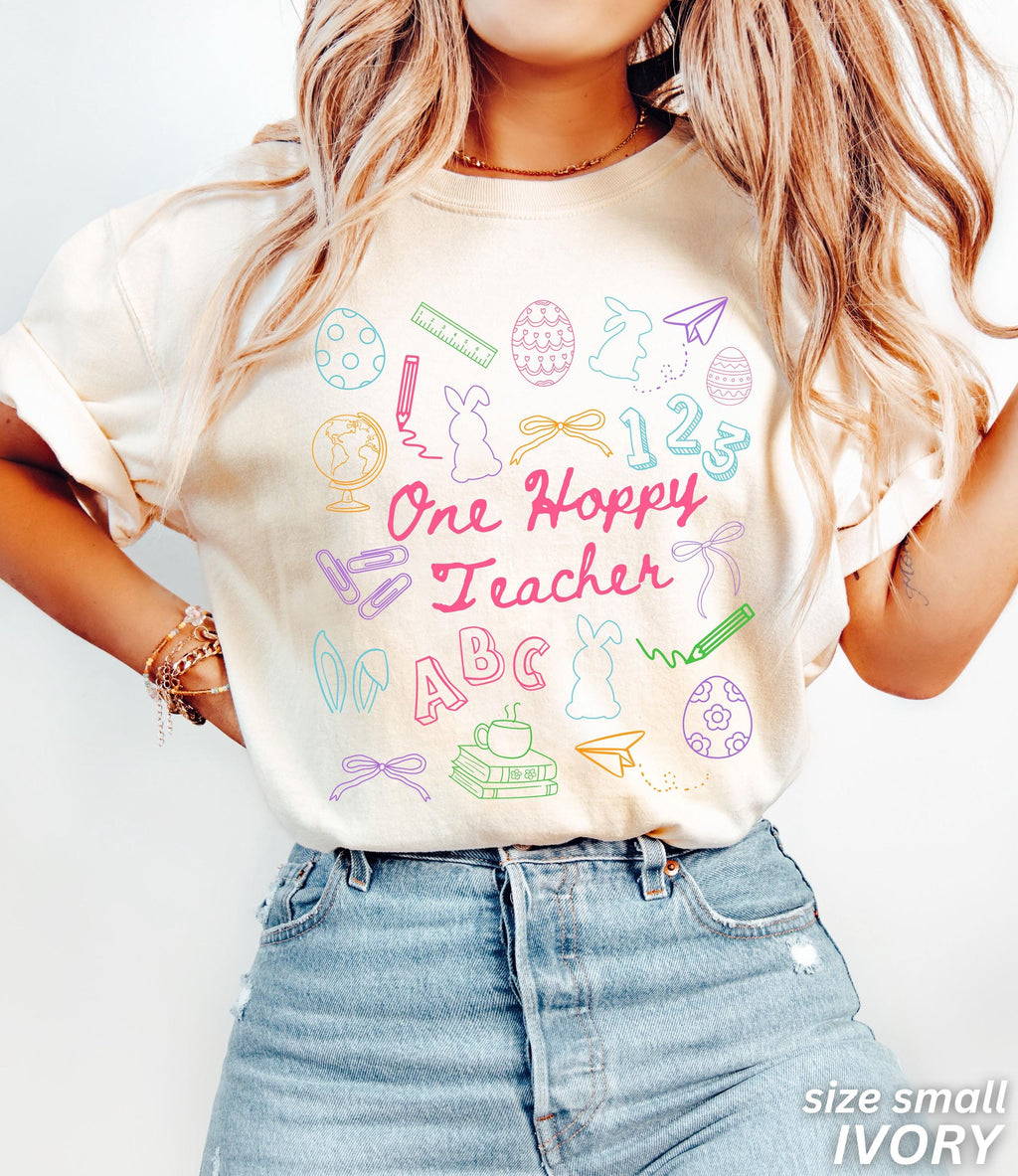 Easter Teacher Hoppy Teacher Comfort Colors Teacher Elementary Teacher Easter Tee Teacher (1)