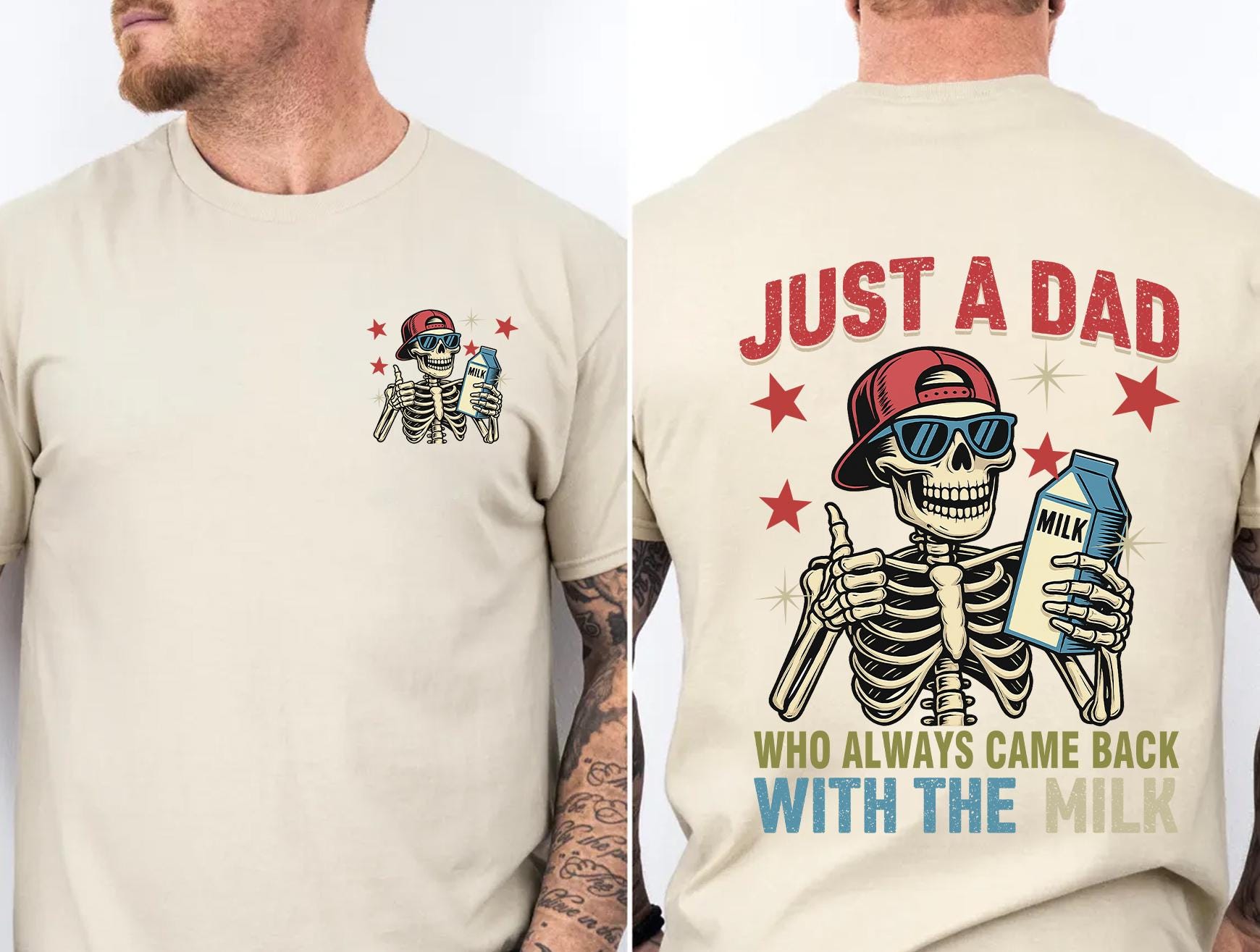 Dad Always Came Back Milk Dad Dad Joke Skeleton Fatherhood Tee Fathers Day (1)