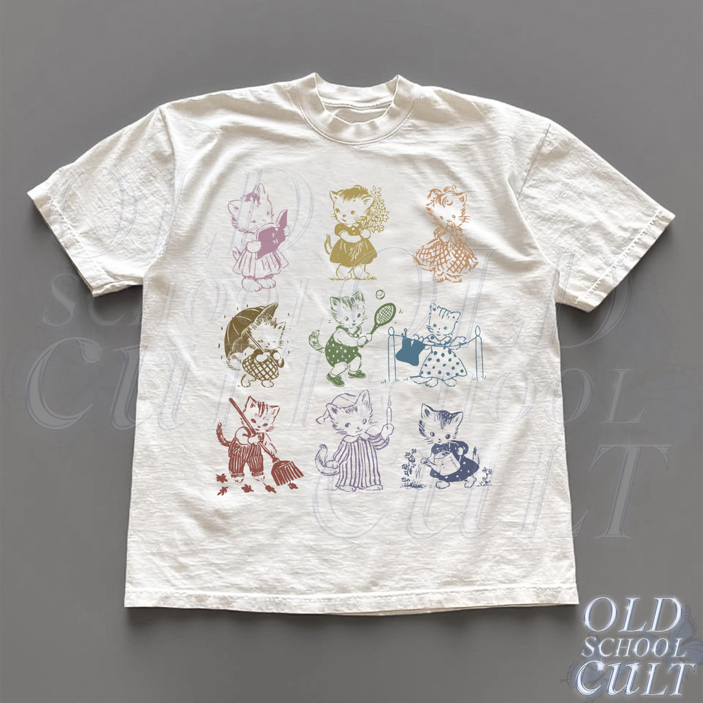 Cat 90s Tattoo Vintage Retro Kitten Cat Lovers Cats Playing Relaxed Weird (1)