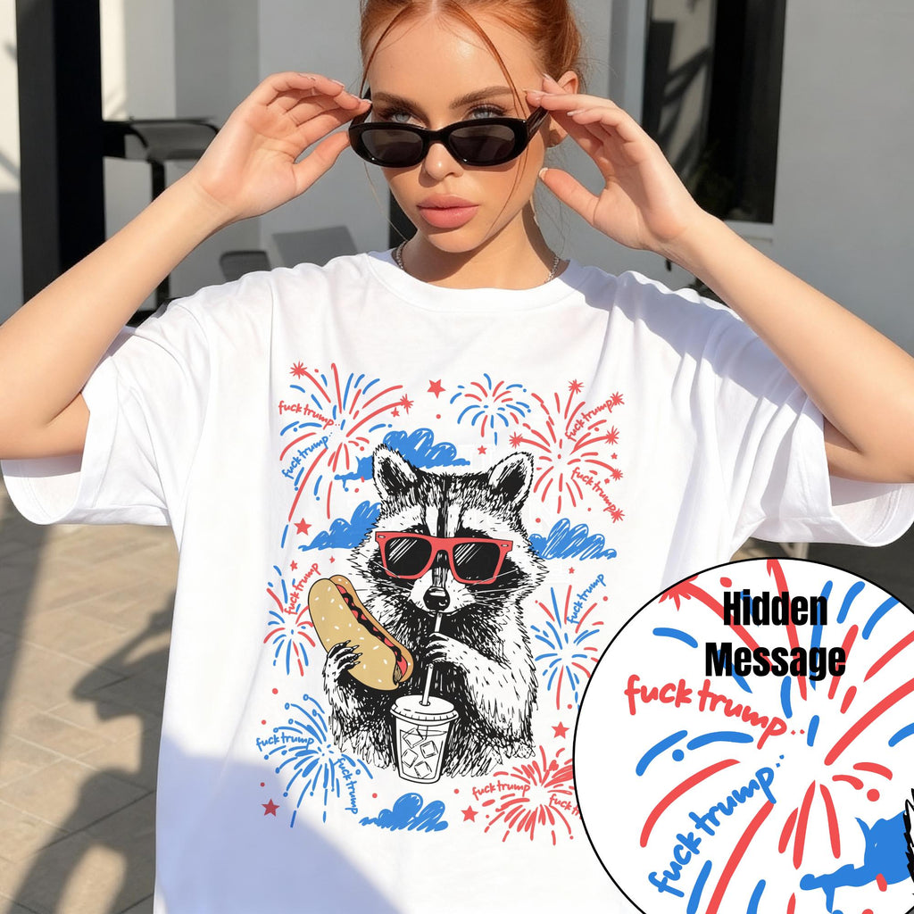 Fourth July Anti Trump Subtle Trump Raccoon Tee Fdt July 4th Usa 250 Birthday Th Anniversary Political (1)