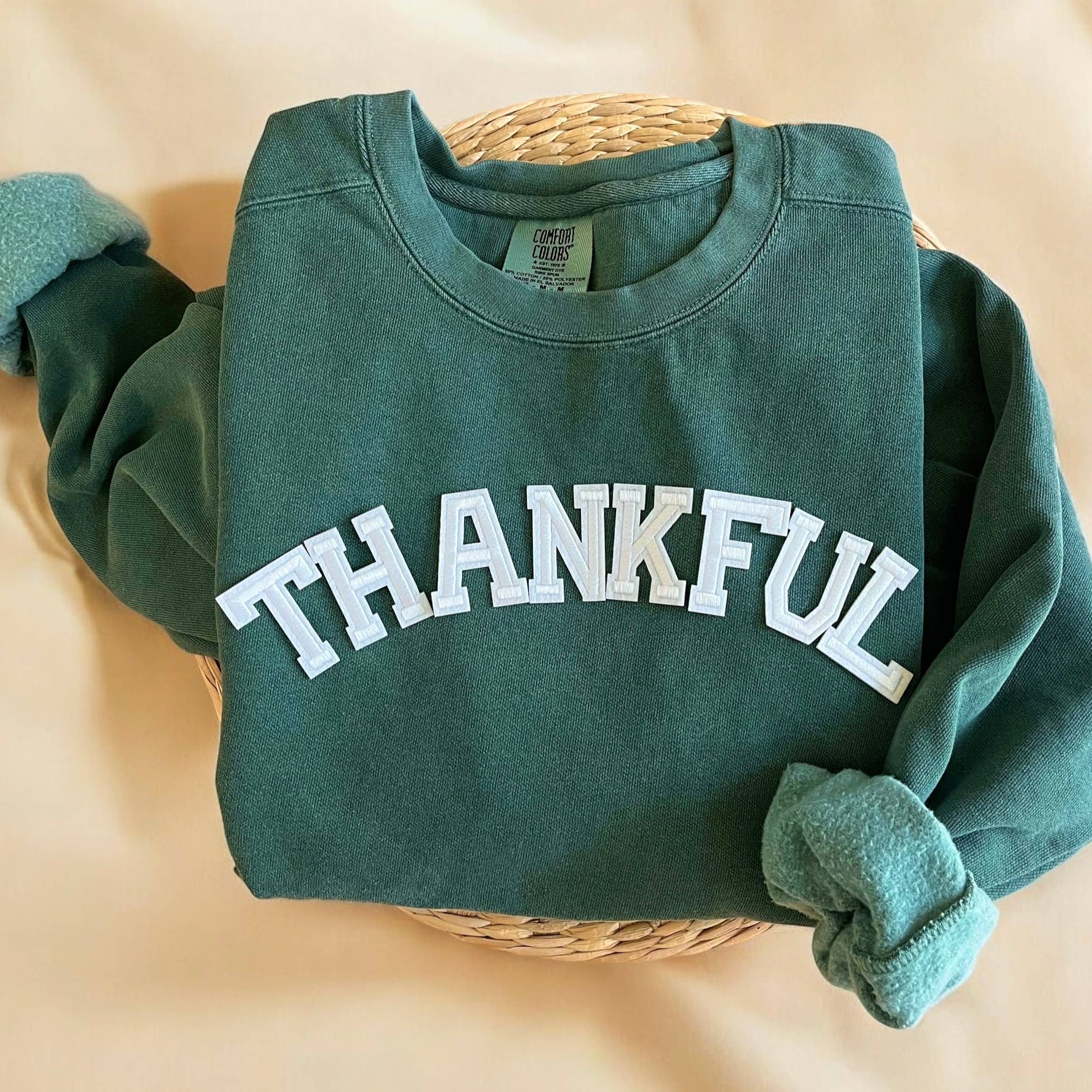 Comfort Colors® Thankful Sweatshirt, Thanksgiving Sweatshirt T-Shirts, Hoodie | PodTeesHub.com
