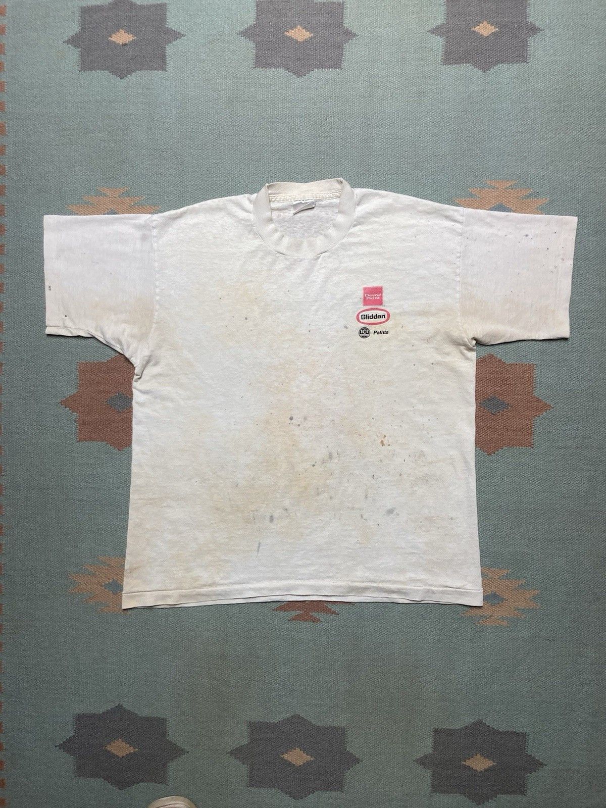 Vintage 80s T Shirt Glidden Devoe Paint Distressed Worn Thin Large Hoodie, Sweatshirt | PodTeesHub.com