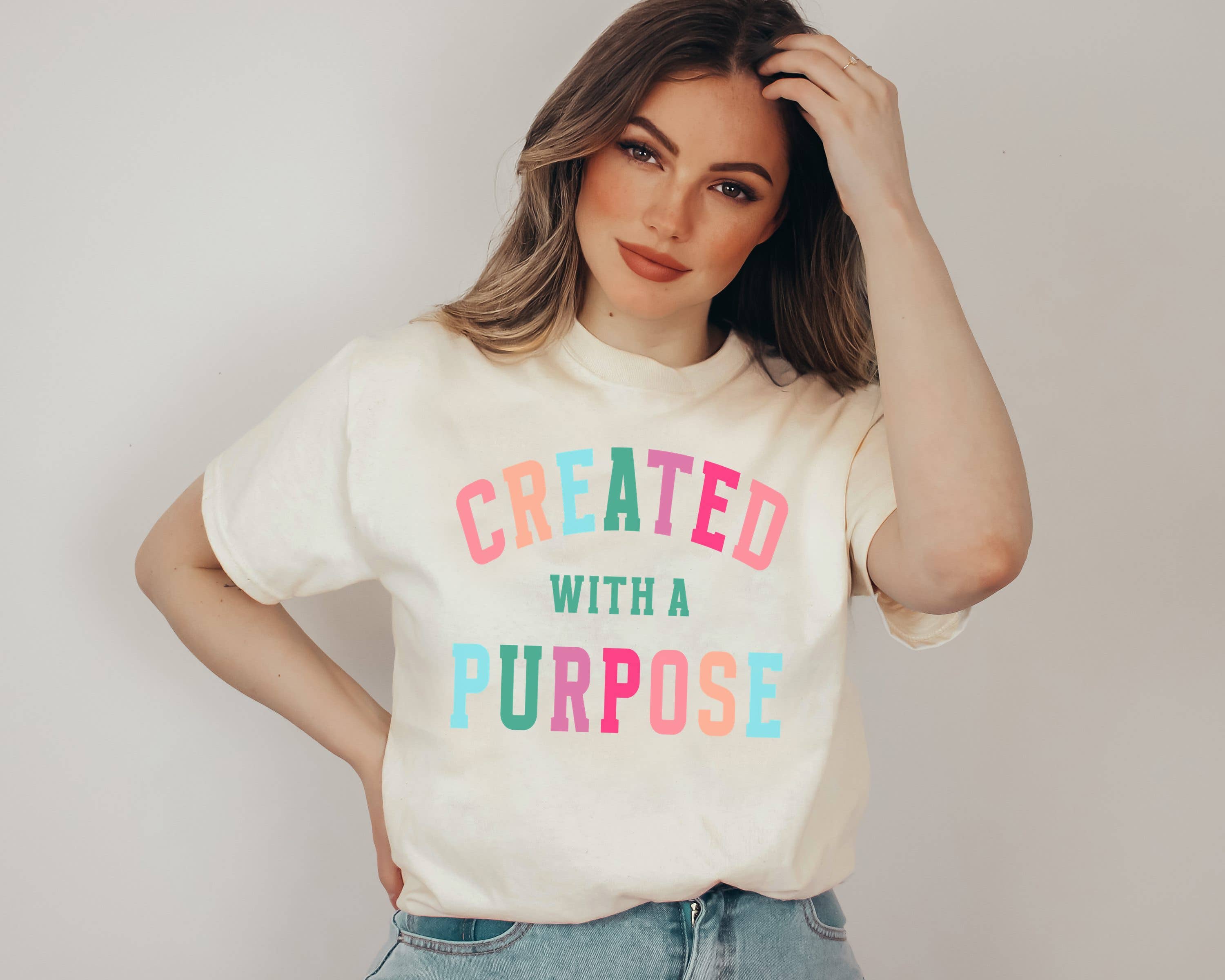 Created with A Purpose Color Religious Graphic Tee Hoodie, Sweatshirt | PodTeesHub.com