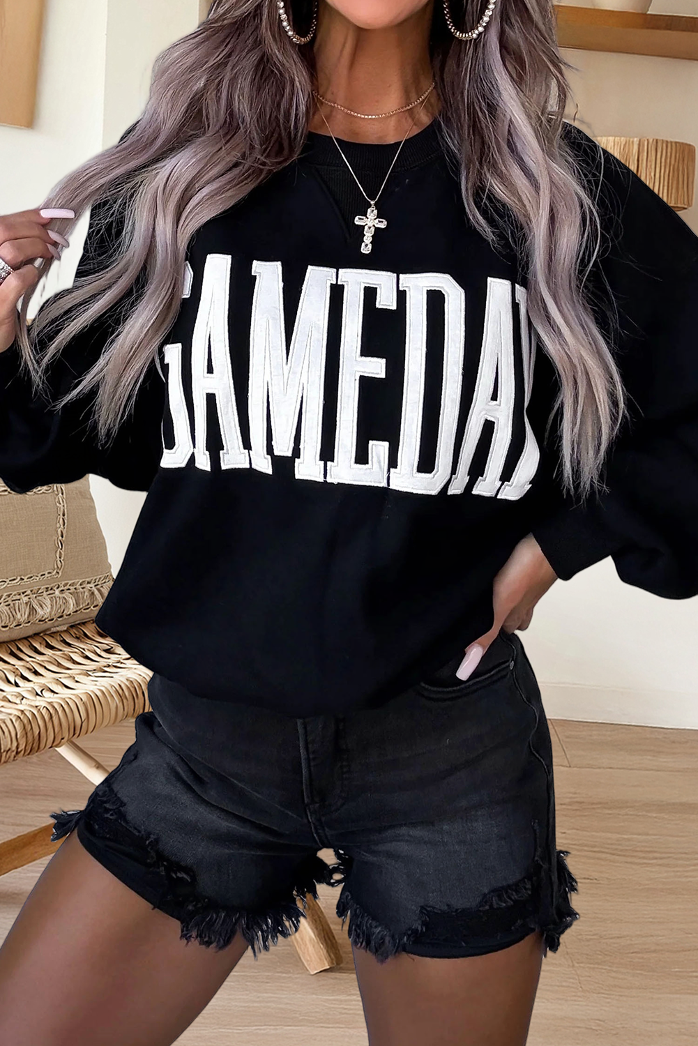 Game Day Graphic Crewneck Long Sleeve Sweatshirt (S-Xl) T-Shirts, Hoodie | PodTeesHub.com