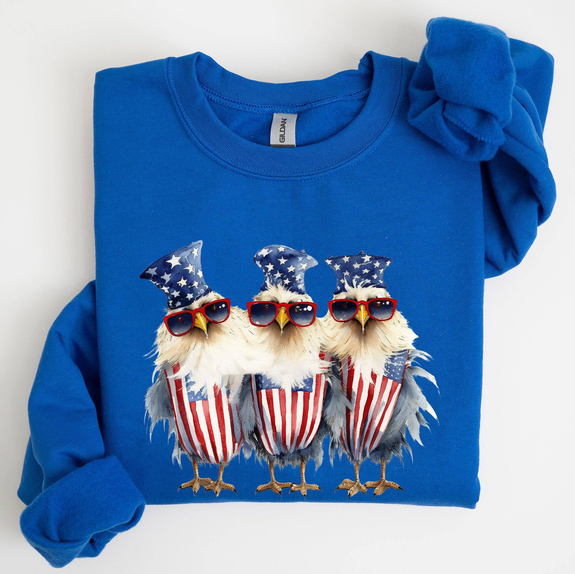 Patriotic Chickens, Hippie, Funny, 4th of July Sweatshirt T-Shirts, Hoodie | PodTeesHub.com