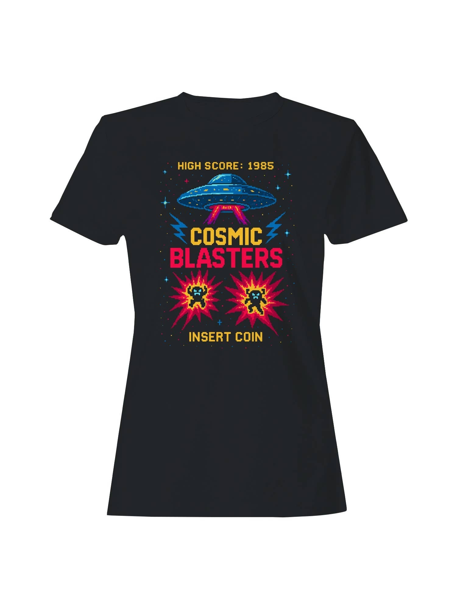 Cosmic Blasters Retro Arcade Art Women's T-Shirt Hoodie, Sweatshirt | PodTeesHub.com