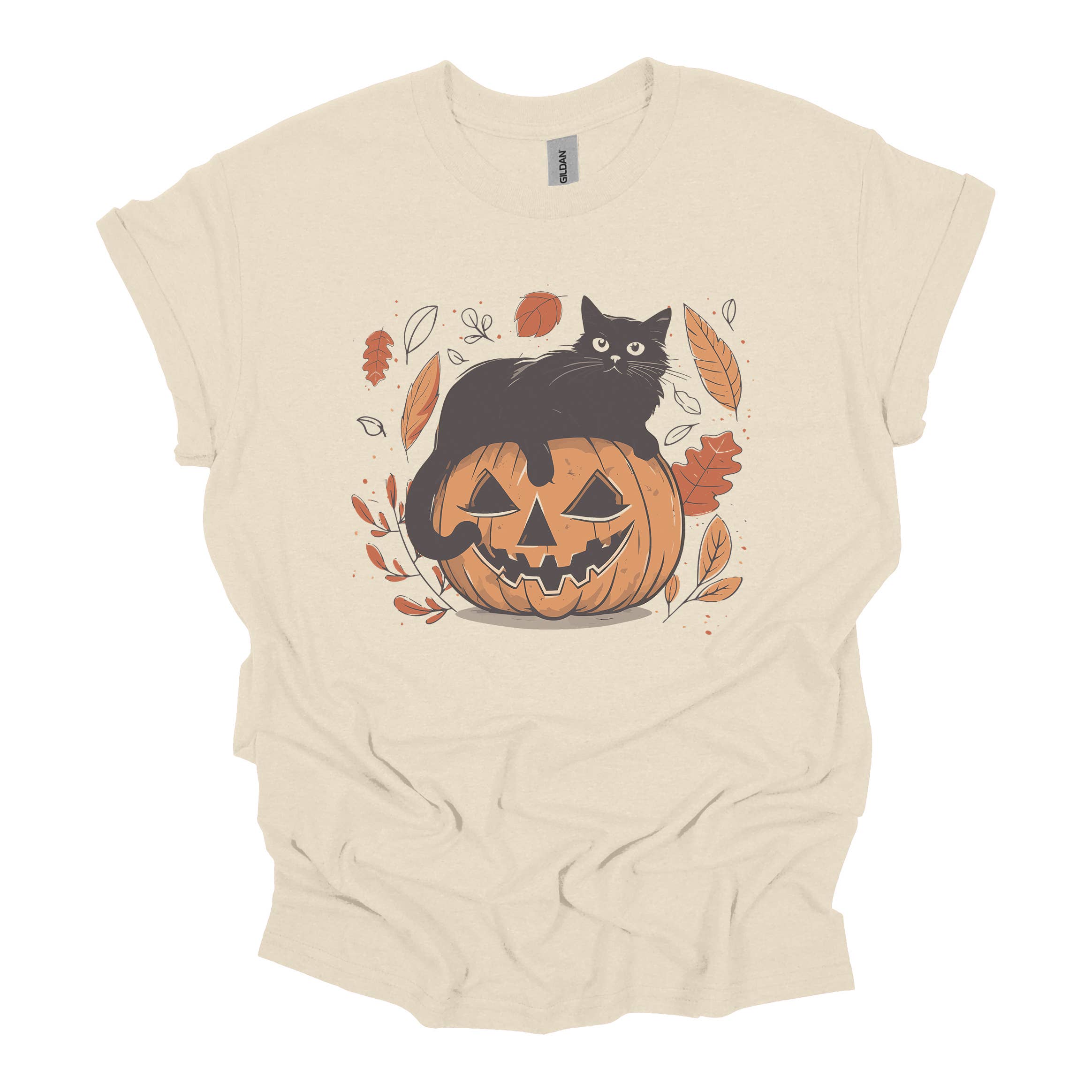 Halloween Cat On Pumpkin Tee Hoodie, Sweatshirt | PodTeesHub.com