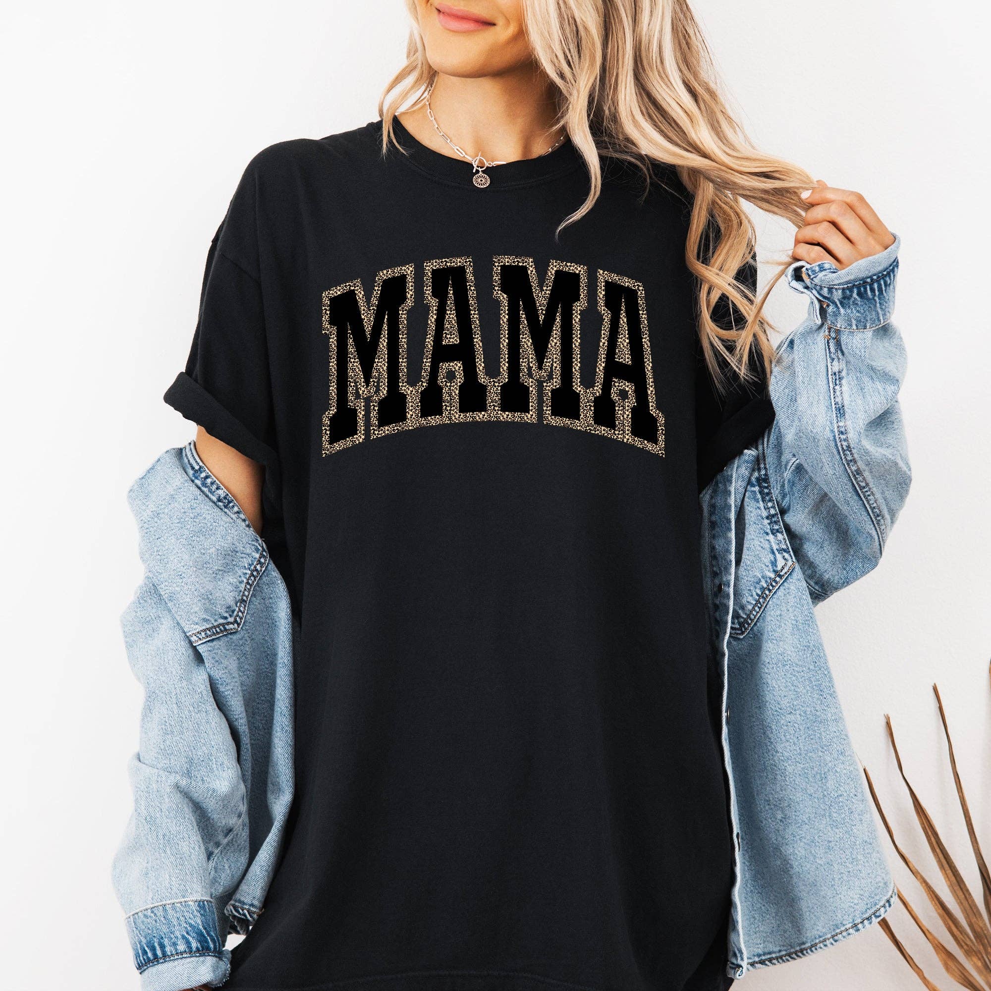 Mama, Black Leopard Vintage, Varsity, Mother's Day Tshirt Hoodie, Sweatshirt | PodTeesHub.com