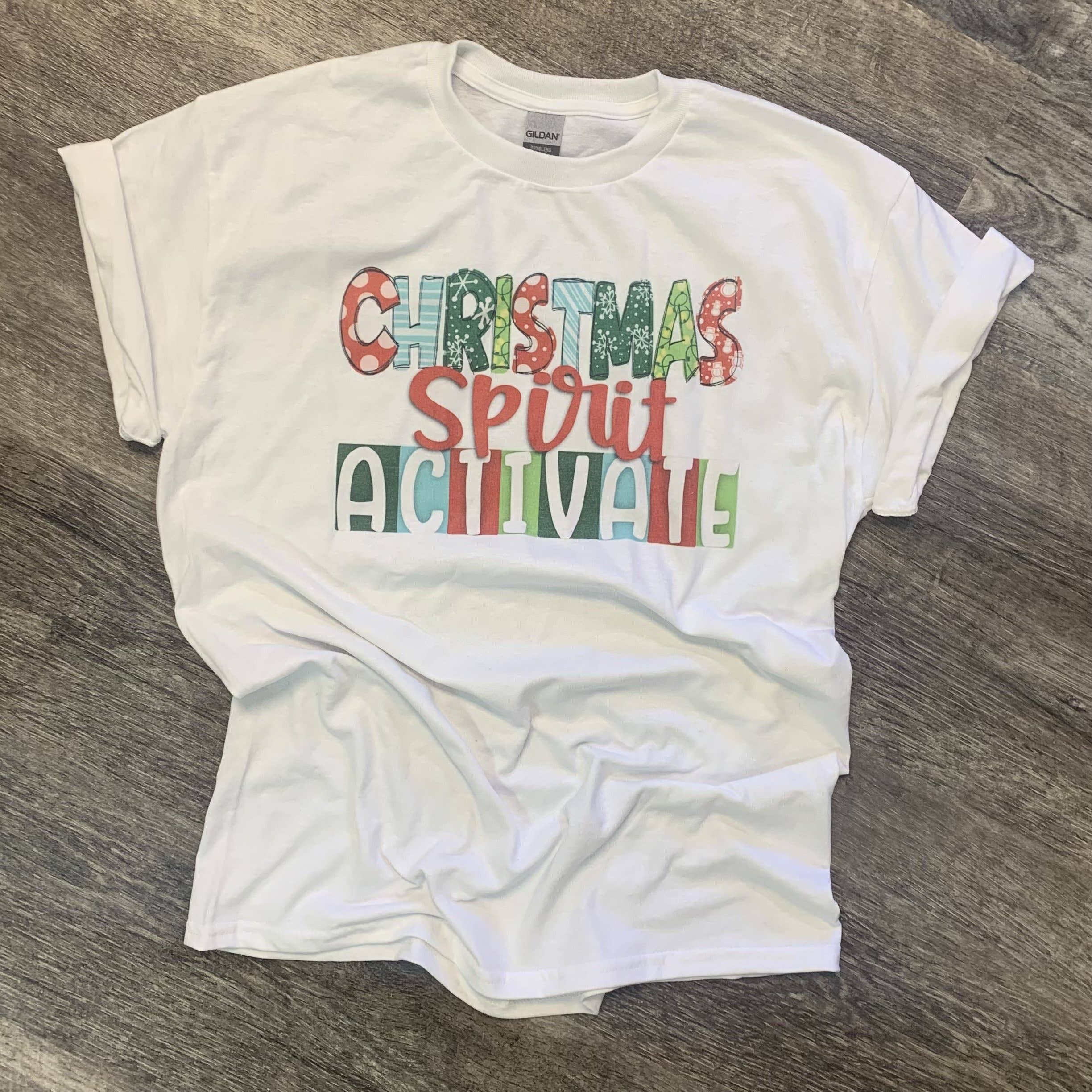 Christmas Spirit Activate On White Tee Hoodie, Sweatshirt | PodTeesHub.com