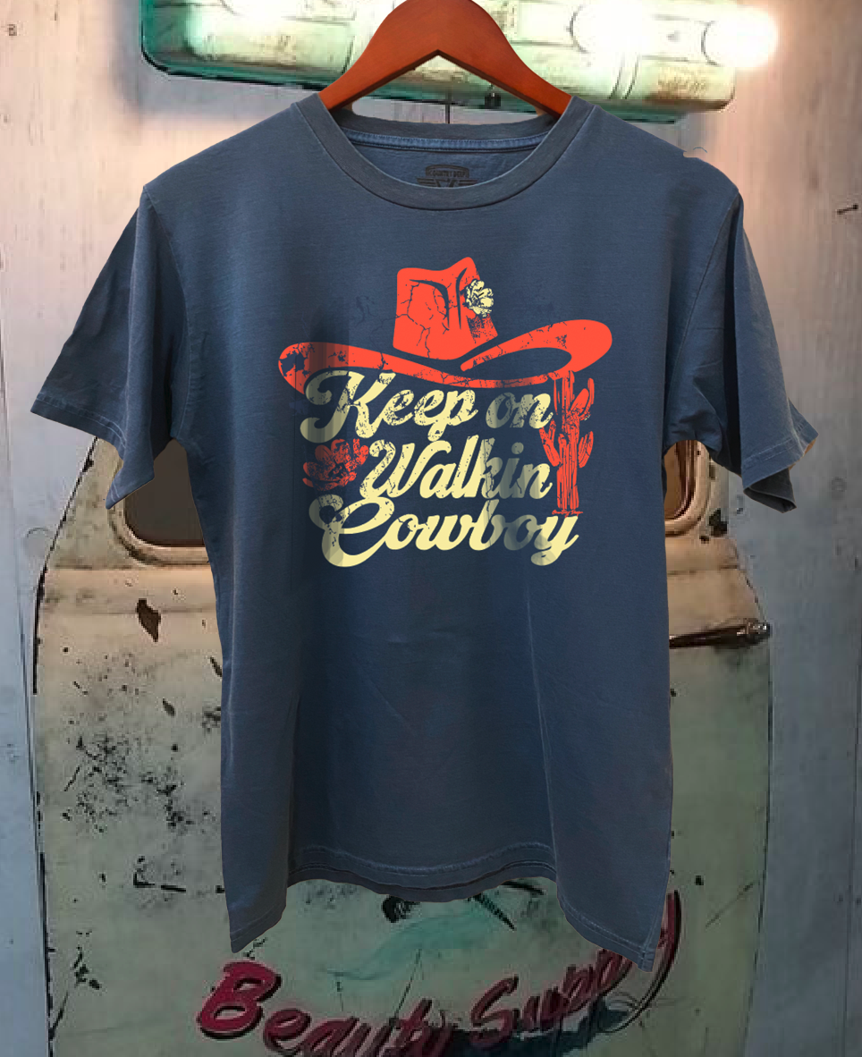 Walk On Cowboy Vintage Relaxed Unisex Tee Hoodie, Sweatshirt | PodTeesHub.com