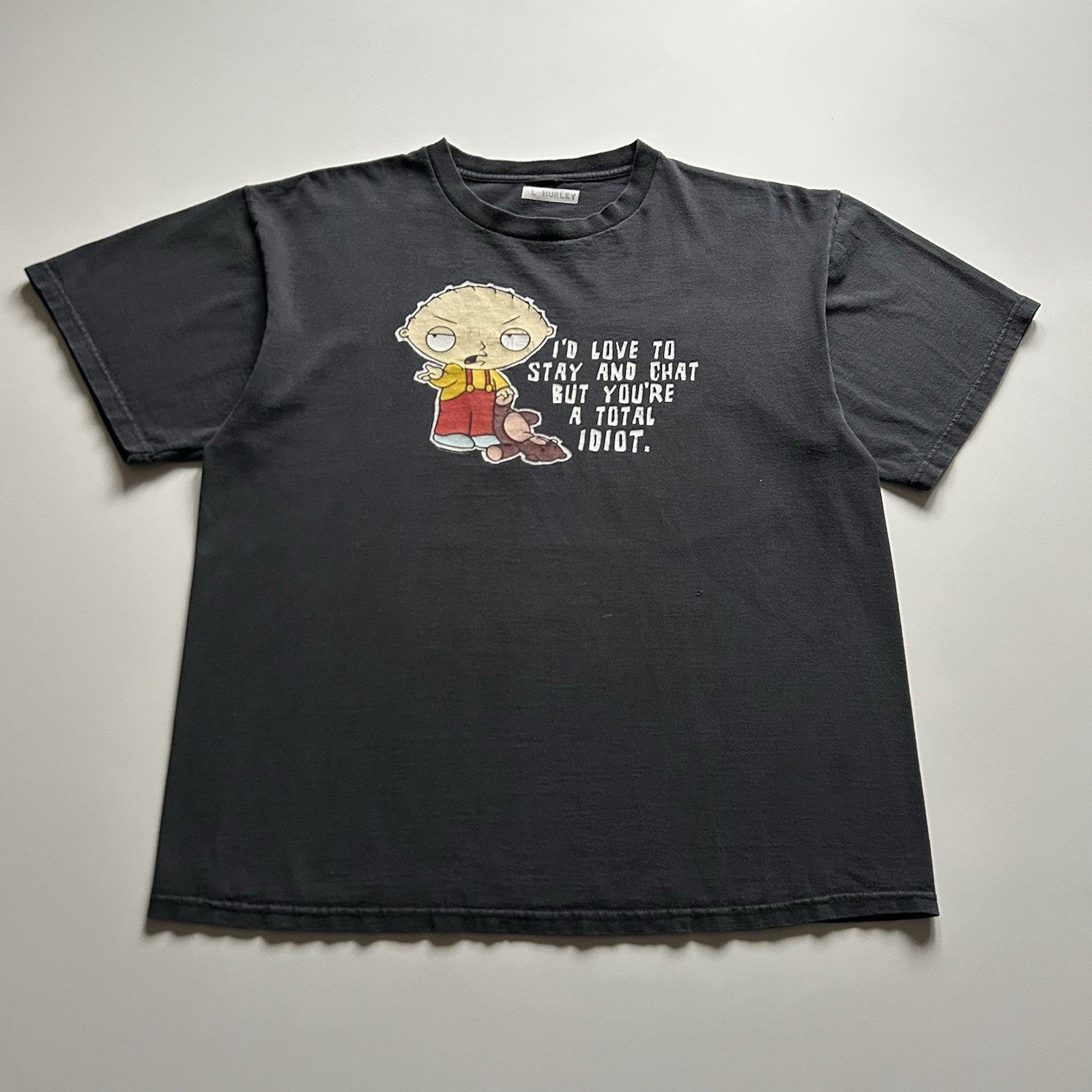 Delta Vintage Y2k Family Guy Stewie Griffin T Shirt Xl Faded Black Hoodie, Sweatshirt | PodTeesHub.com