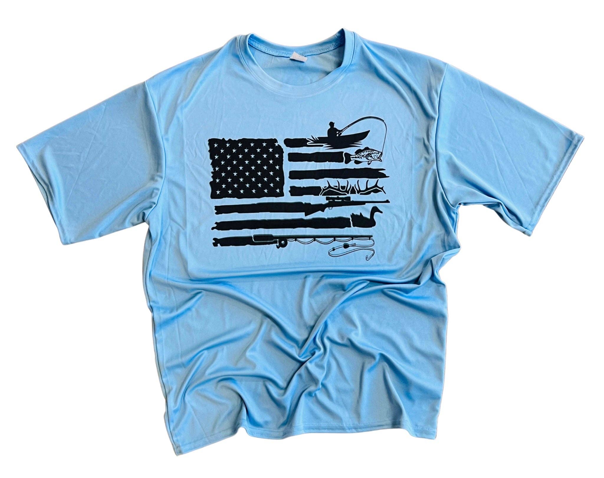Fishing & Hunting Flag Dri Fit Tee Hoodie, Sweatshirt | PodTeesHub.com