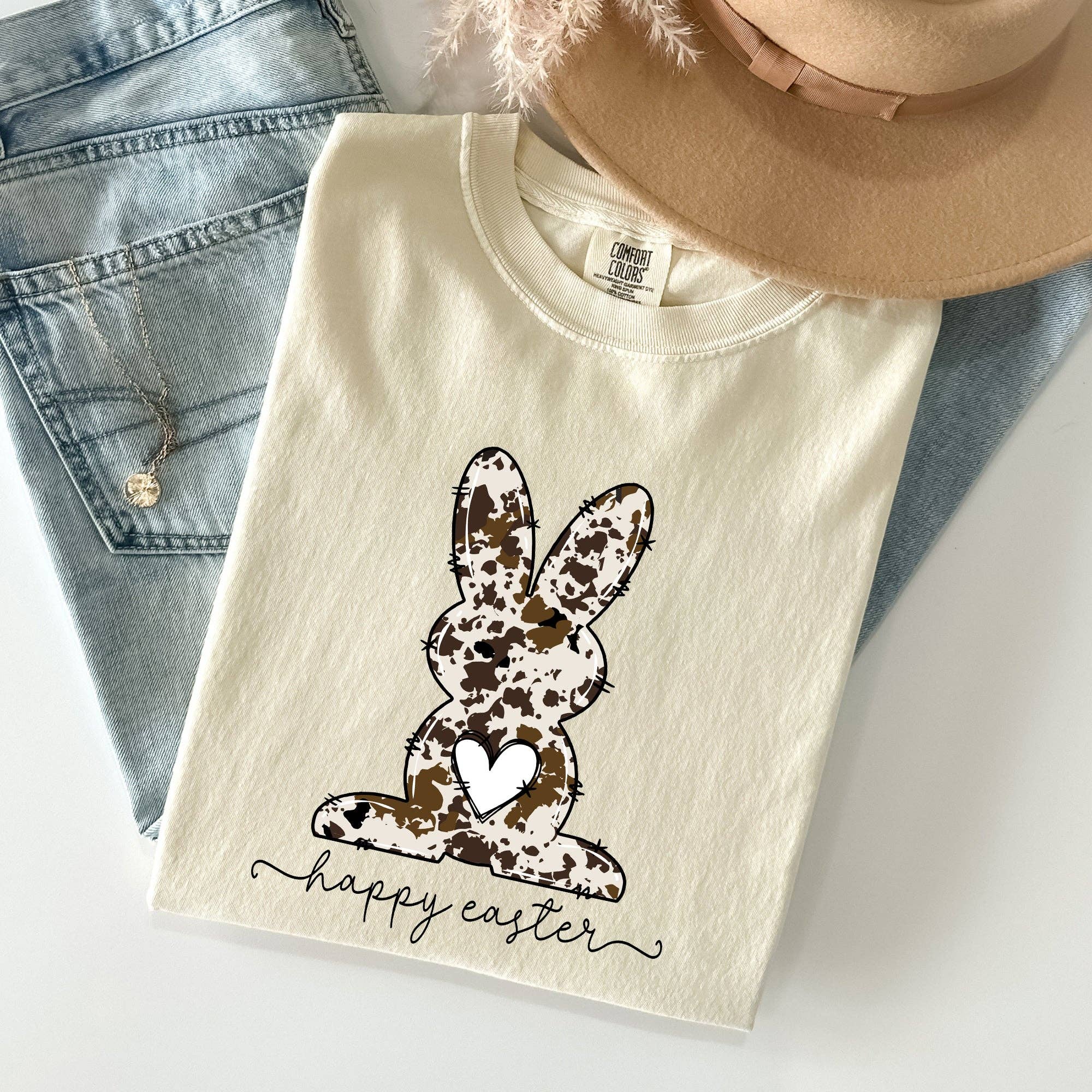 Easter Bunny, Happy Easter Rabbit, Cow Print Tshirt Hoodie, Sweatshirt | PodTeesHub.com