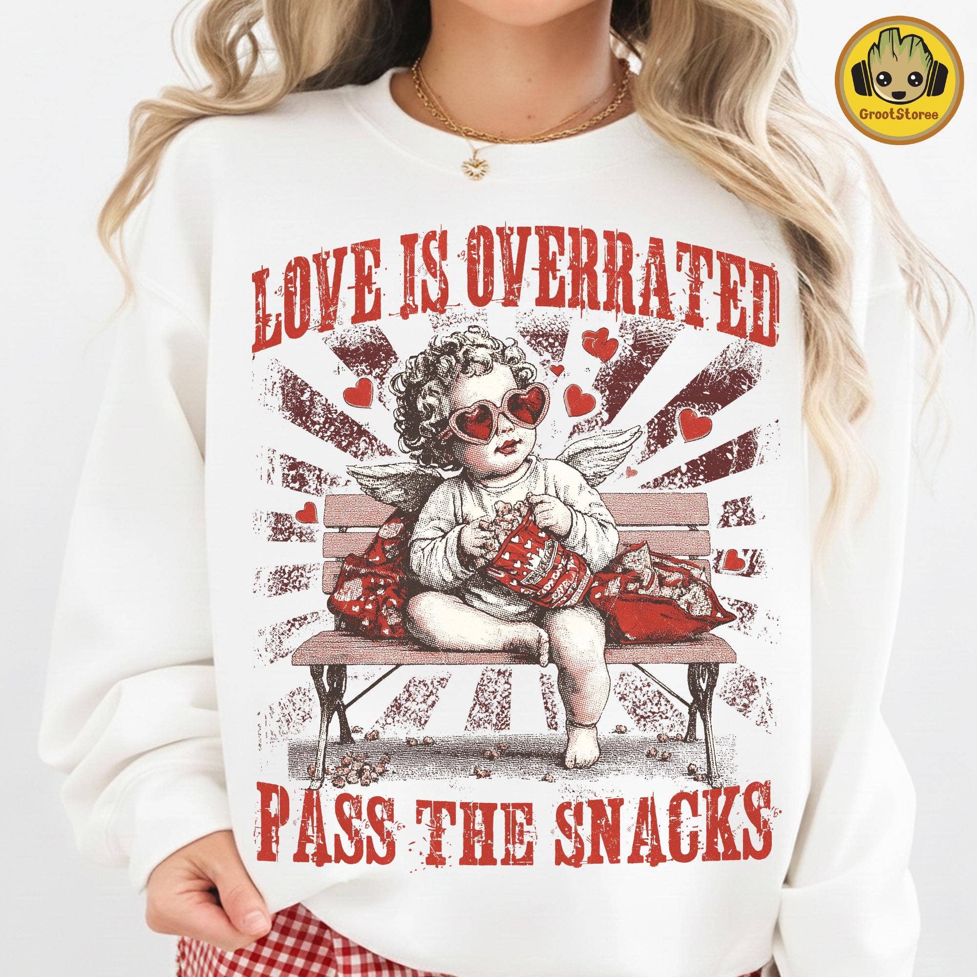 Love Is Overrated Pass the Snacks T-Shirt Hoodie, Sweatshirt | PodTeesHub.com