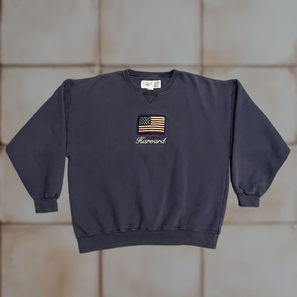 Vintage Harvard Crewneck Sweatshirt Xl Navy Blue Gear For Sports Mens Graphic Print Pullover T-Shirts, Hoodie