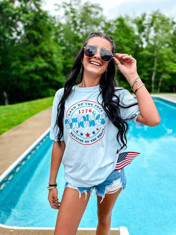 Land of the Free Checkered America Tee Hoodie, Sweatshirt | PodTeesHub.com