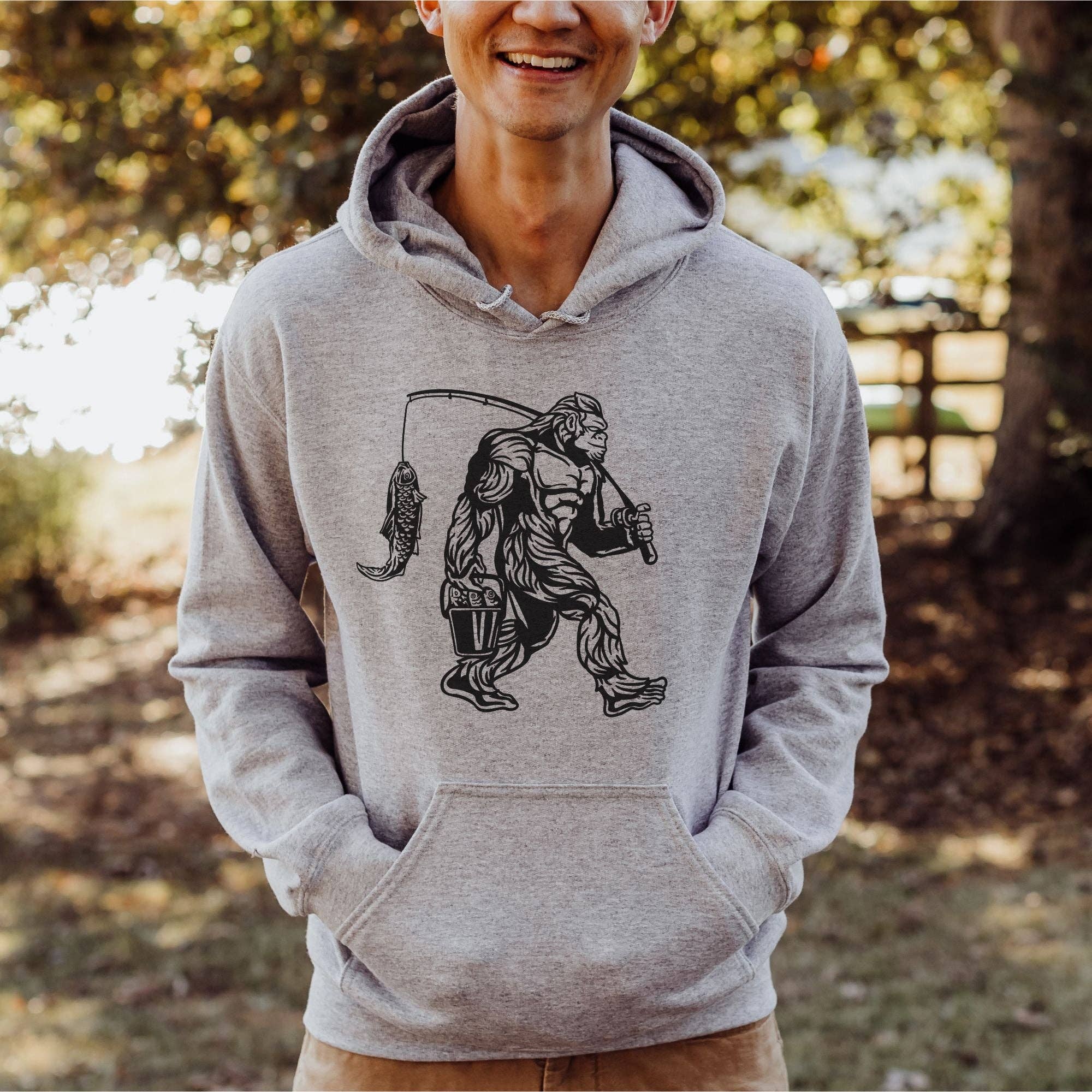 Bigfoot Fishing Sweatshirt *Unisex Fit* T-Shirts, Hoodie | PodTeesHub.com