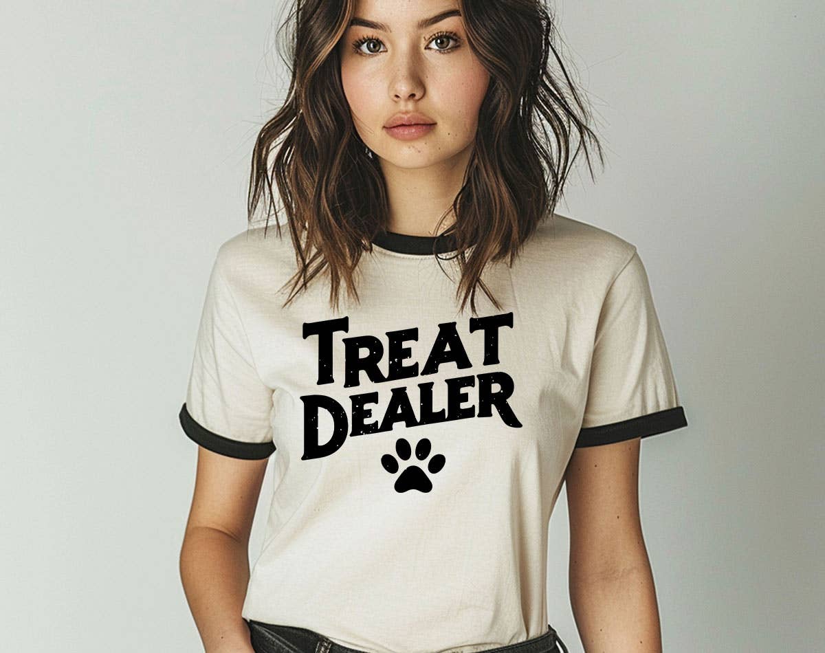 Treat Dealer - Cute Funny Dog Ringer T-Shirt Hoodie, Sweatshirt | PodTeesHub.com