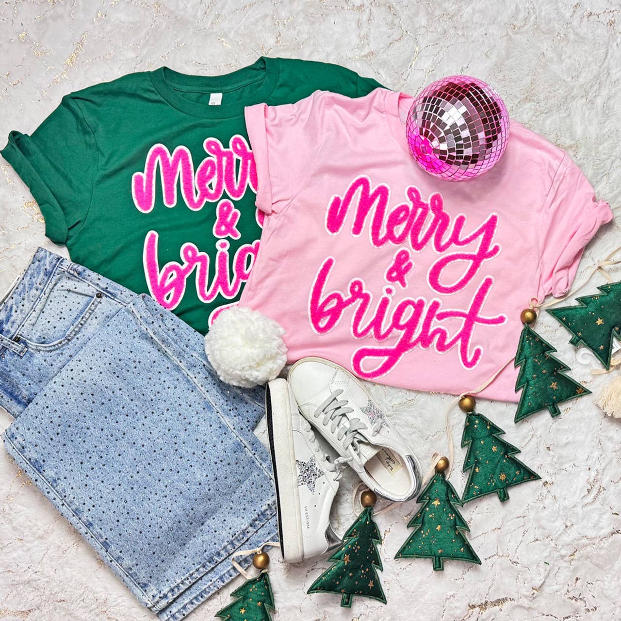 Merry and Bright Fluffy Tee Hoodie, Sweatshirt | PodTeesHub.com