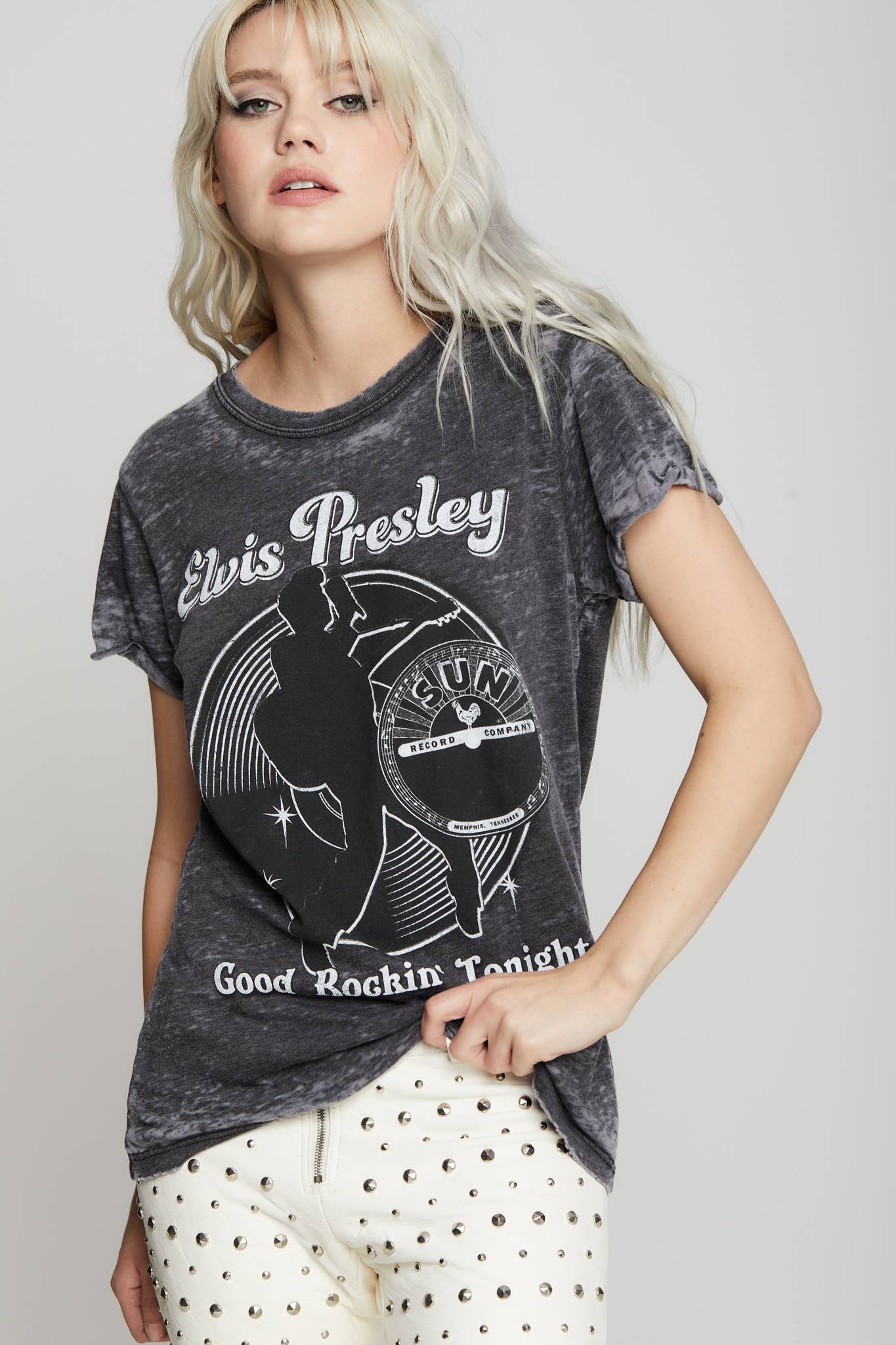 302268 - 228 Sun Records X Elvis Burn Out Tee Hoodie, Sweatshirt | PodTeesHub.com