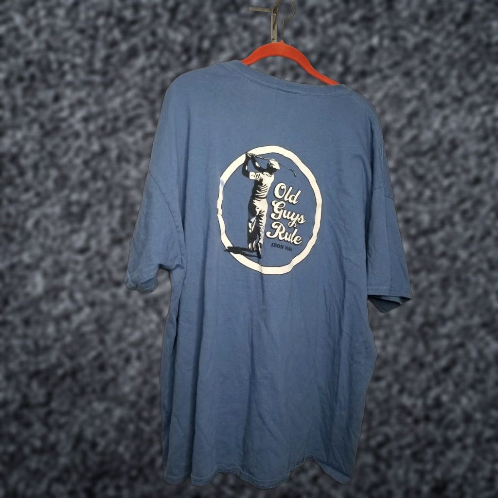 Vintage Mens 2xl Old Guys Rule Golf Iron Man Blue Short Sleeve Funny T Shirt Hoodie, Sweatshirt | PodTeesHub.com