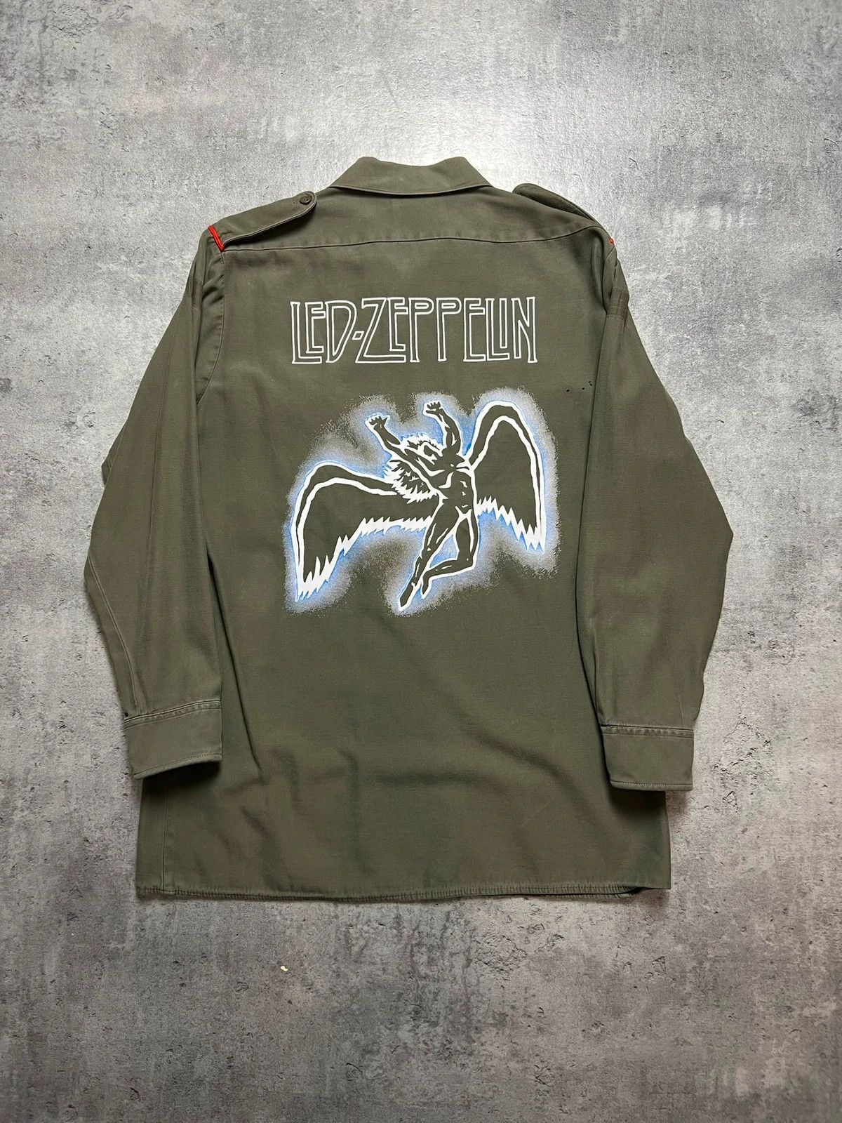 Led Zeppelin Vintage 90s Led Zeppelin Military Shirt Army Style Hoodie, Sweatshirt | PodTeesHub.com