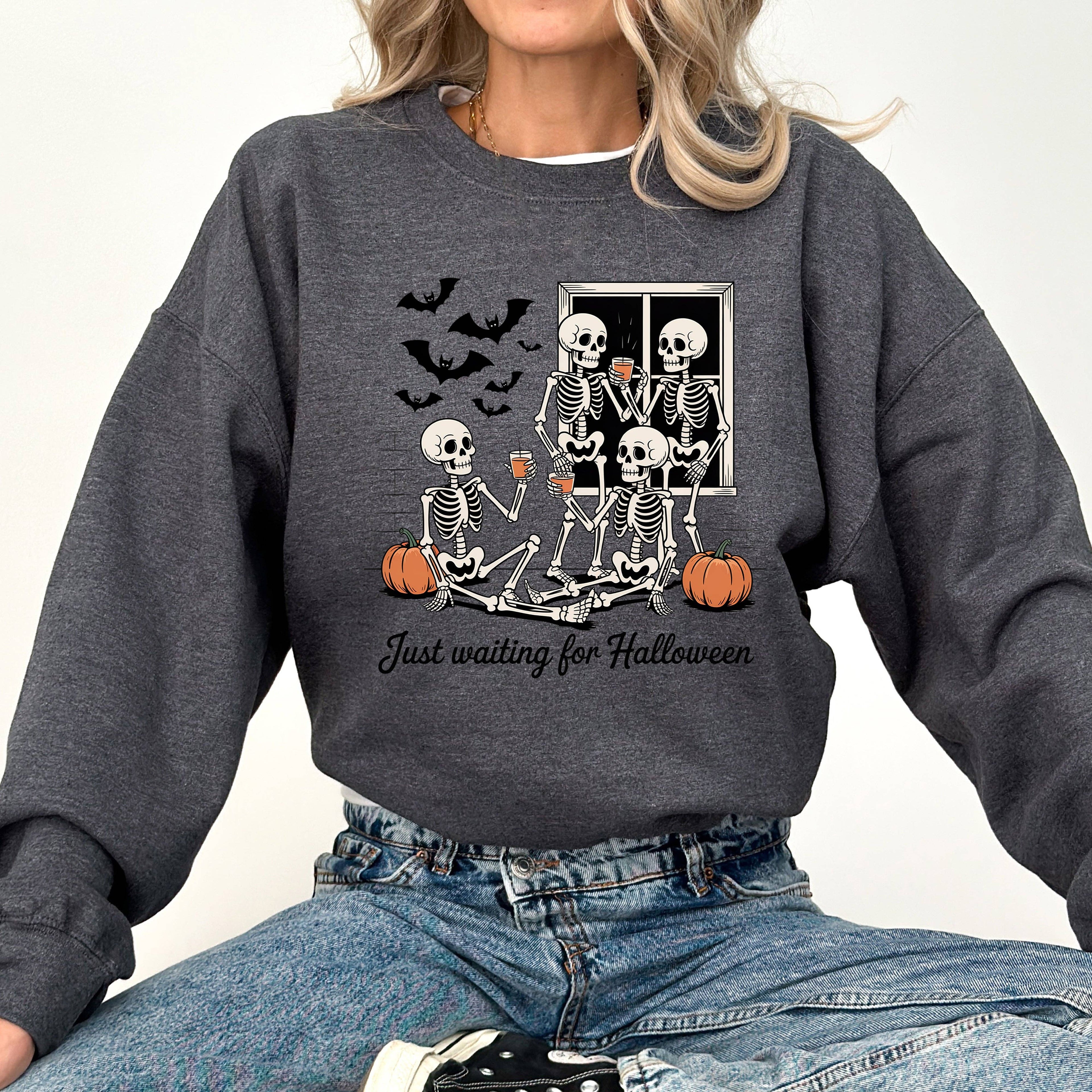 Just Waiting For Halloween, Retro, Spooky, Fall, Sweatshirt T-Shirts, Hoodie | PodTeesHub.com