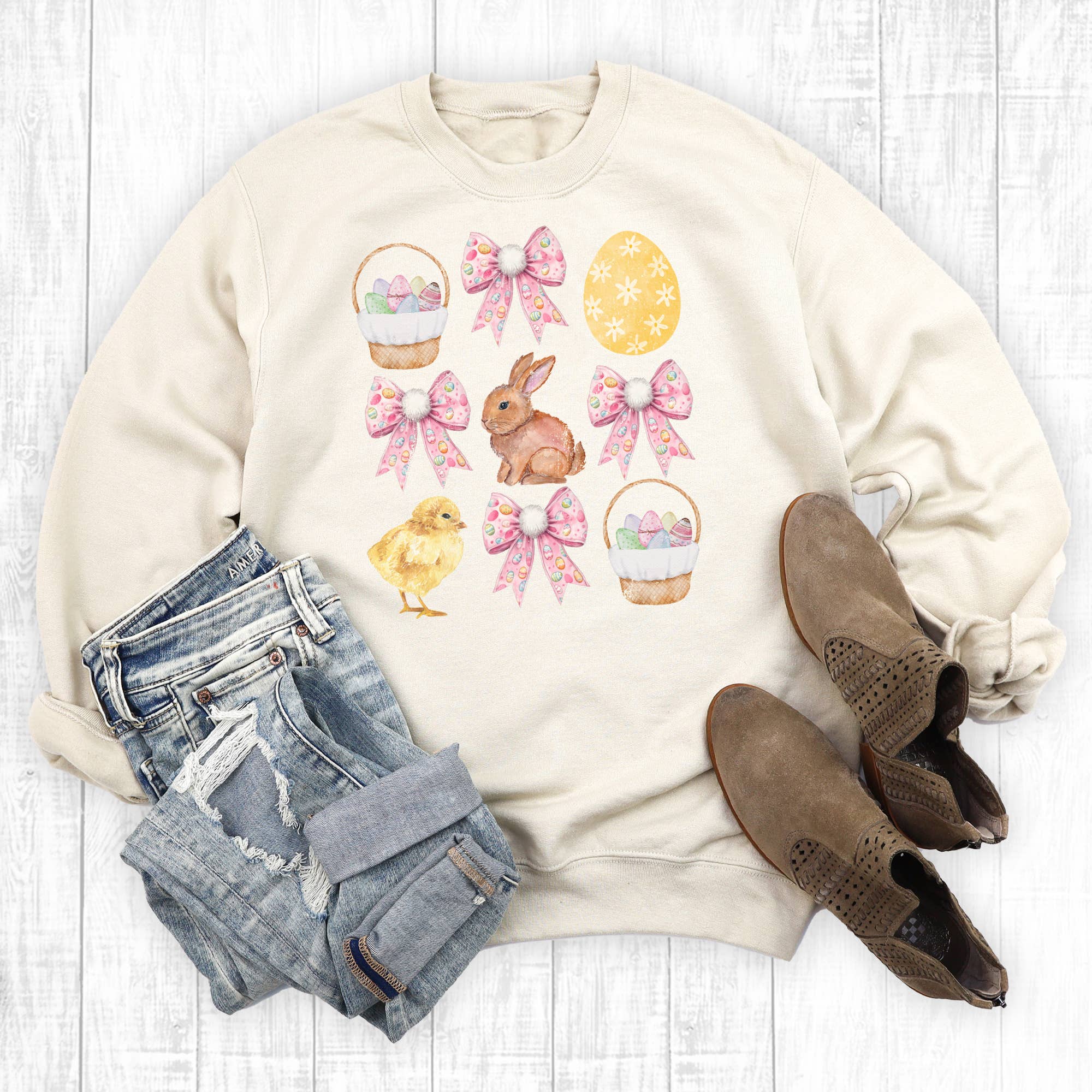 Coquette Bow Easter Bunny Vibes Sweatshirt T-Shirts, Hoodie | PodTeesHub.com