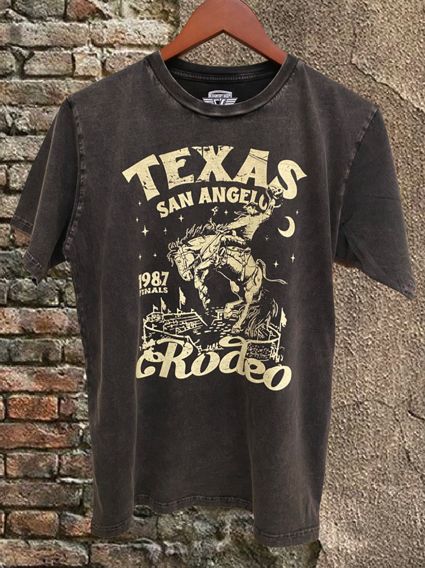 San Angelo Rodeo Finals Acid Wash Relaxed Tee Hoodie, Sweatshirt | PodTeesHub.com