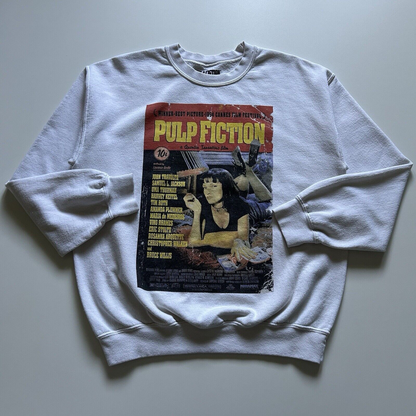 Vintage Pulp Fiction Movie Graphic Pullover Crewneck Medium T-Shirts, Hoodie, Sweatshirt | PodTeesHub.com