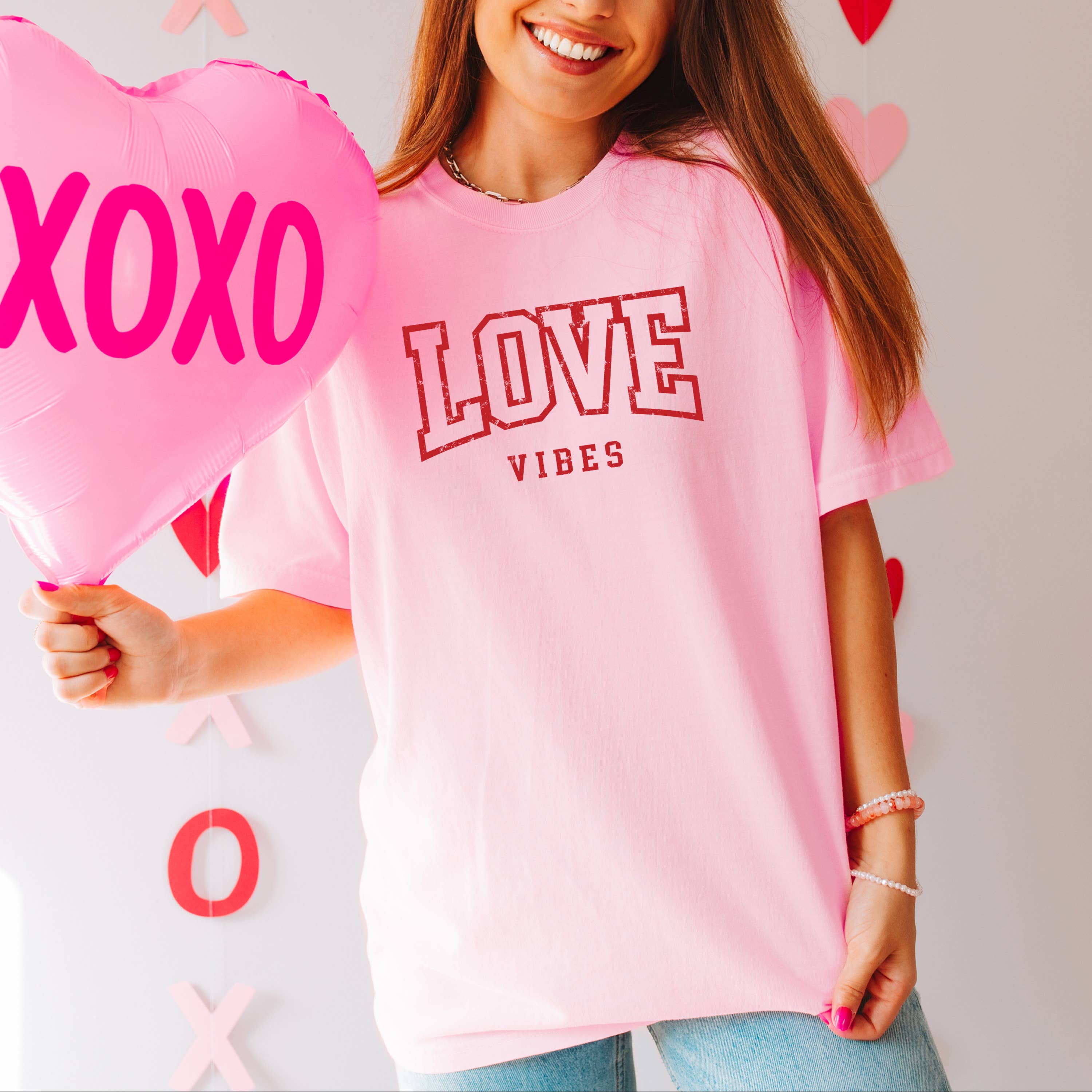 Love Vibes, Valentines Tee, Graphic Tee, Valentines Shirt Hoodie, Sweatshirt | PodTeesHub.com