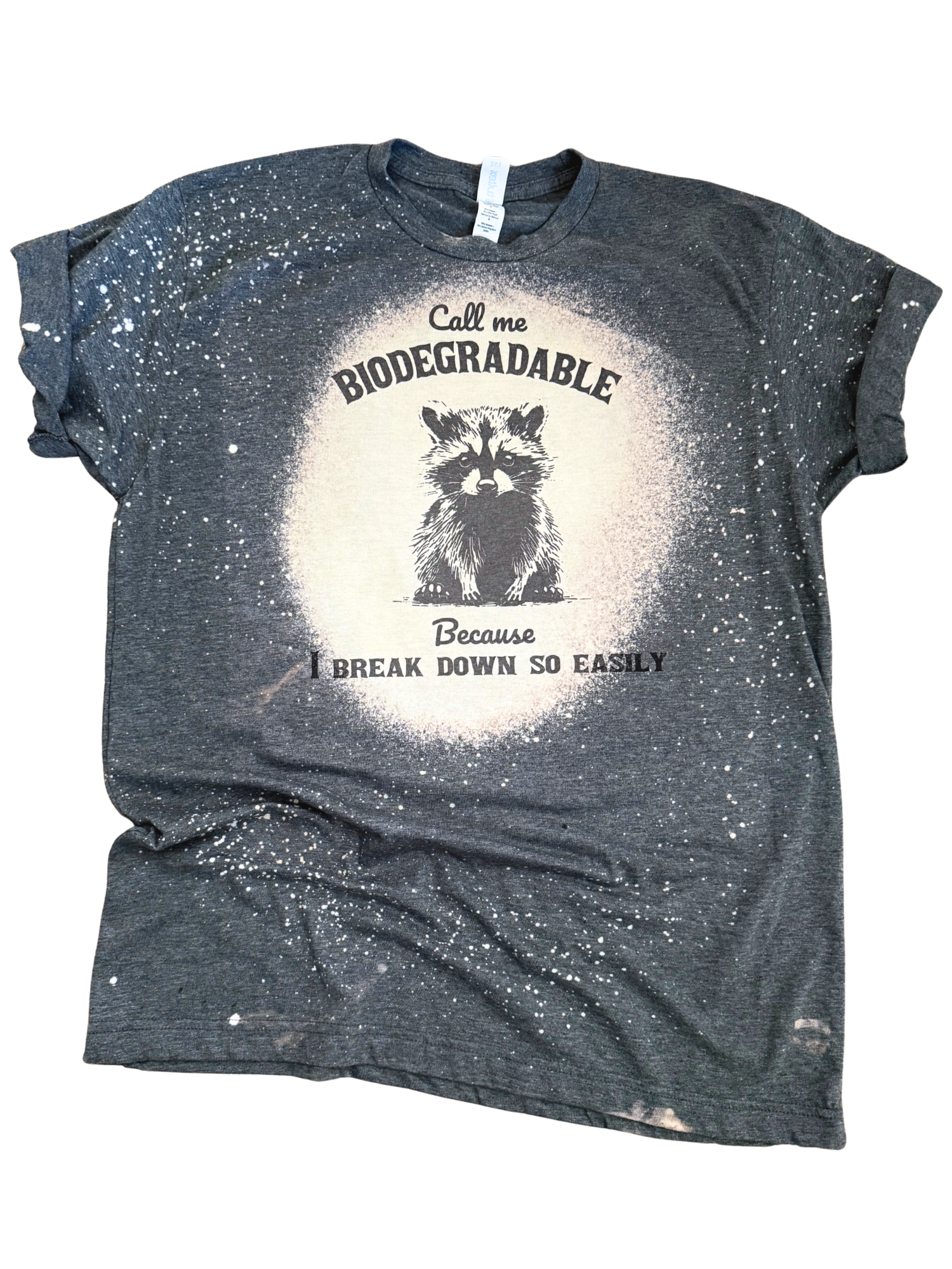 Biodegradable Breakdown Raccoon – Bleached Tee Hoodie, Sweatshirt | PodTeesHub.com