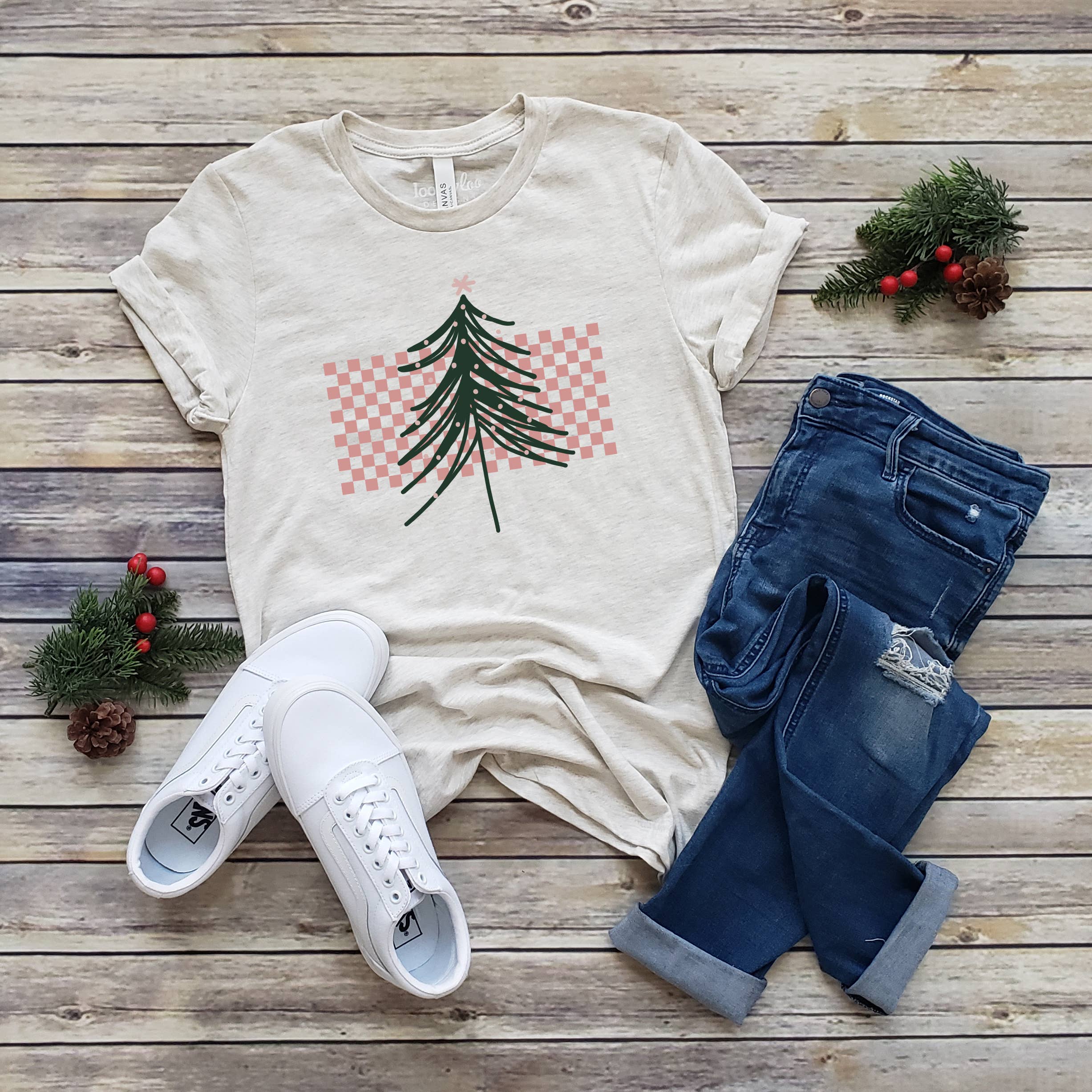 Christmas Tree Checkers Tee | Christmas | Sizes XS-2XL Hoodie, Sweatshirt | PodTeesHub.com
