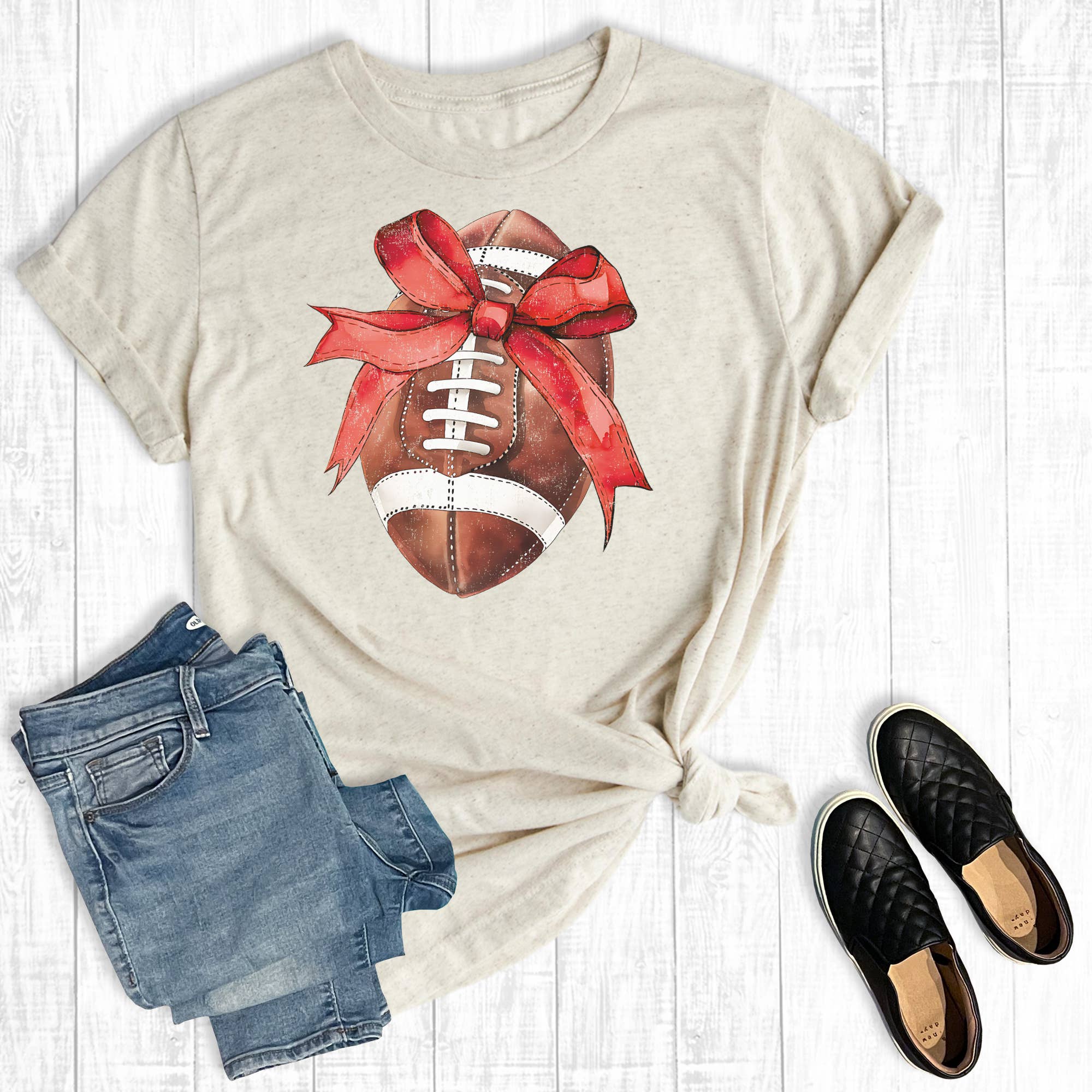 Football Coquette Bow Graphic Tee Hoodie, Sweatshirt | PodTeesHub.com