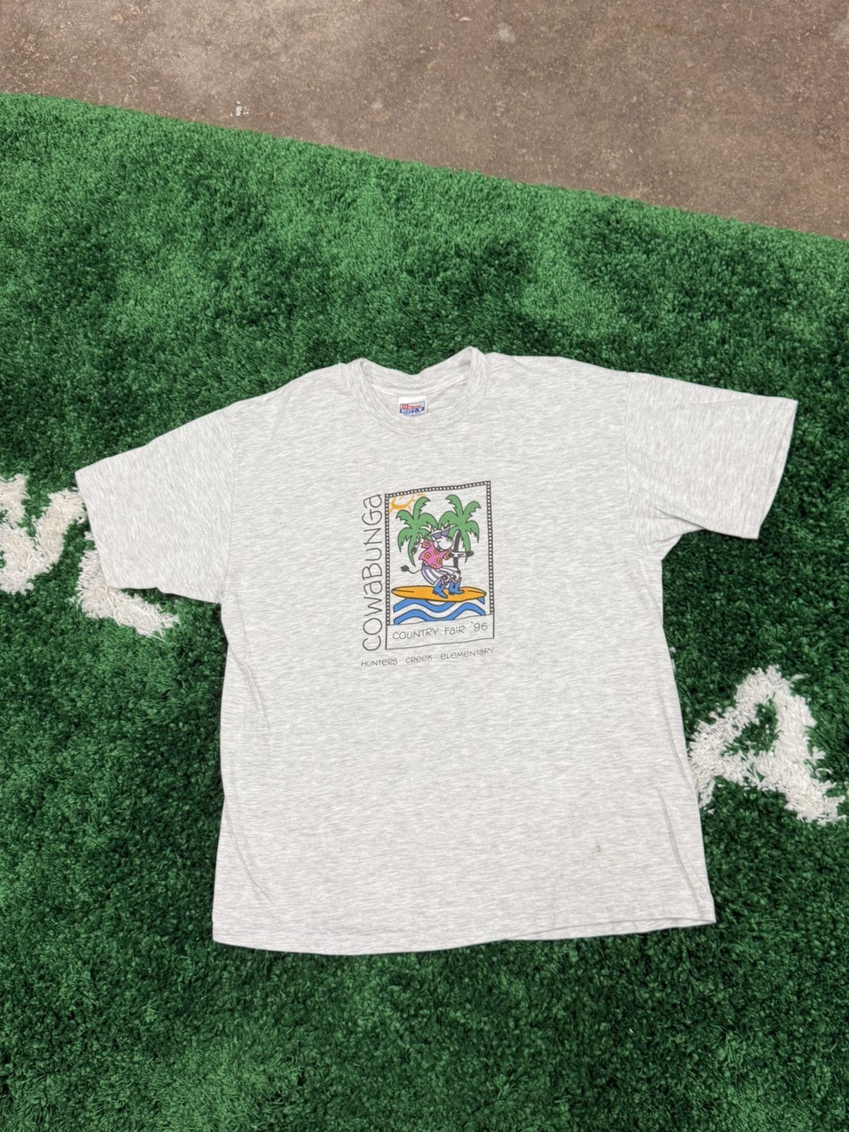 Vintage Surfing Cow County Fair 90s Cartoon Tee Xl Grey Beefy Hoodie, Sweatshirt | PodTeesHub.com