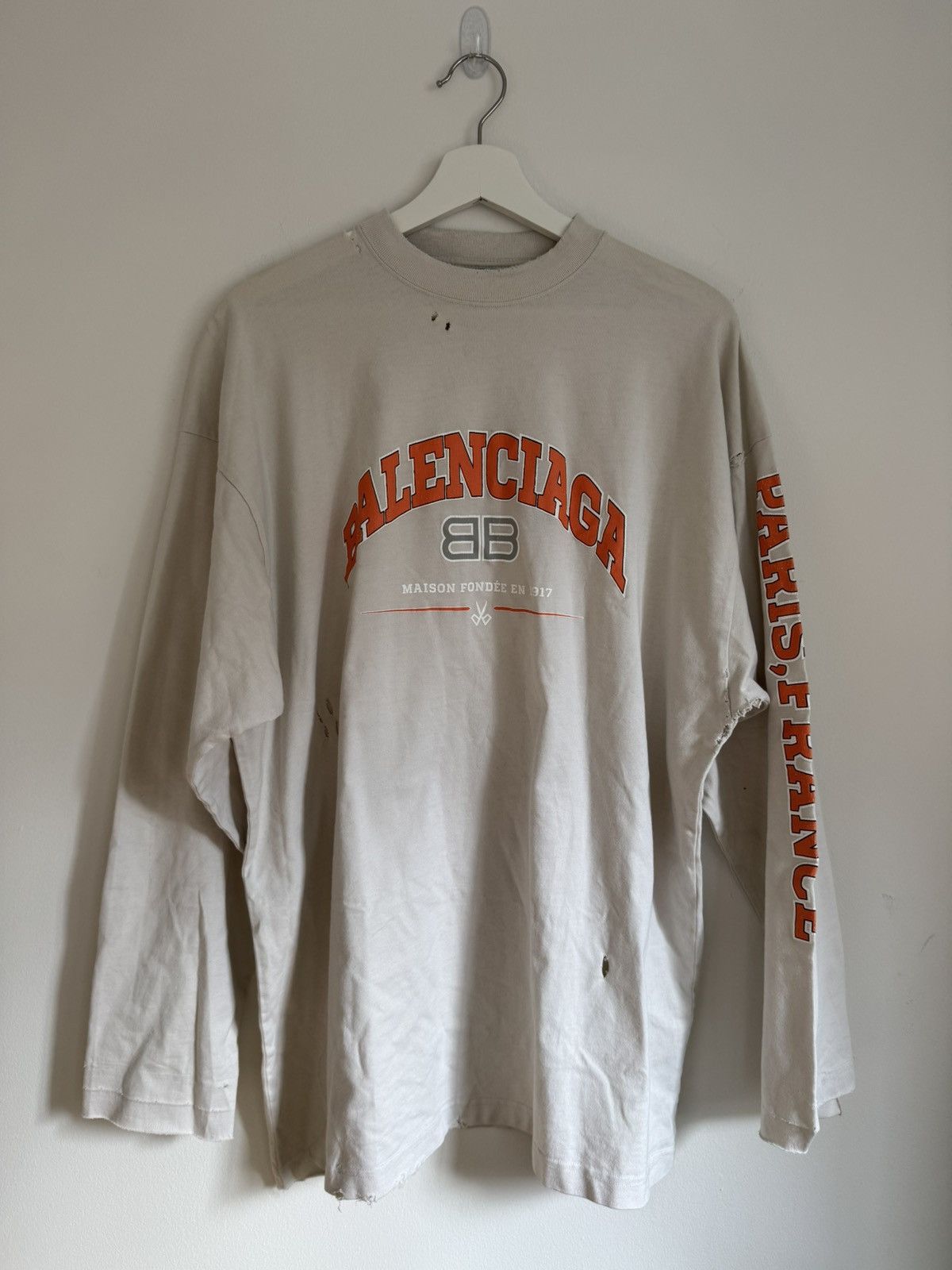 Balenciaga Distressed Maison Fondee Long Sleeve T-Shirts, Hoodie, Sweatshirt | PodTeesHub.com