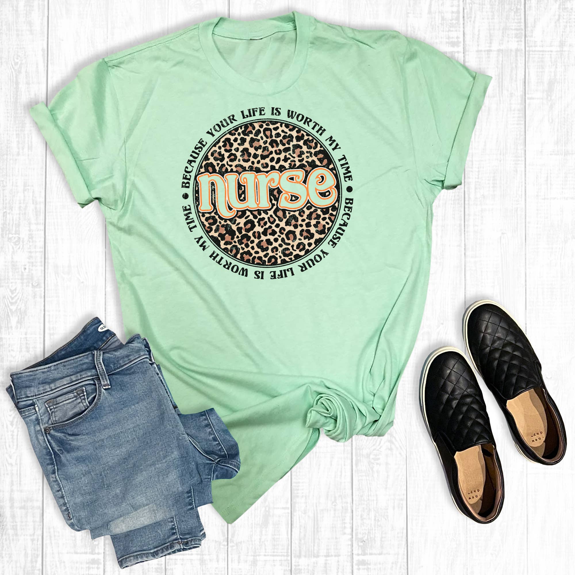 Leopard Circle Nurse Graphic Tee Hoodie, Sweatshirt | PodTeesHub.com