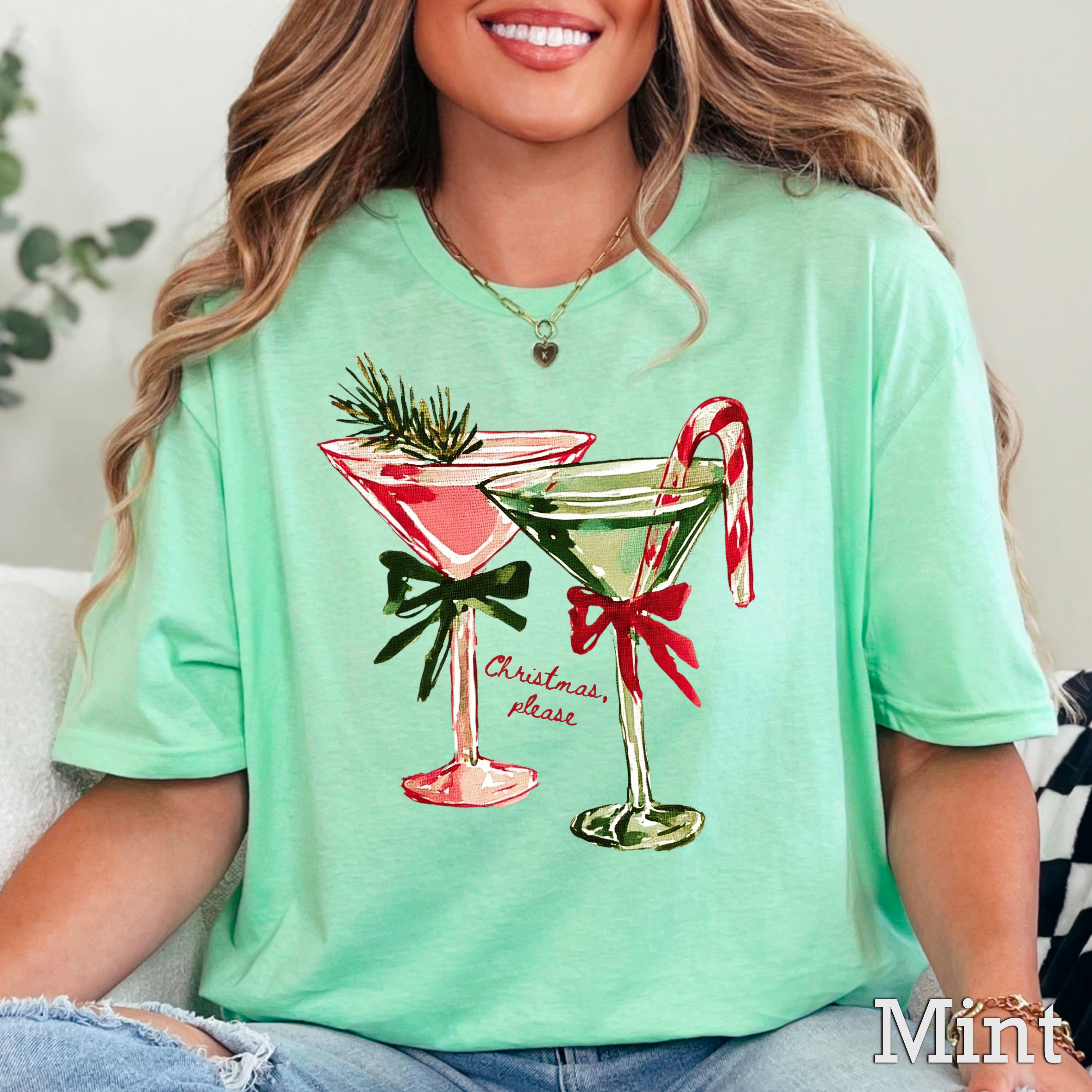 Holiday Martini Christmas Graphic T-Shirt | Gildan Hoodie, Sweatshirt | PodTeesHub.com