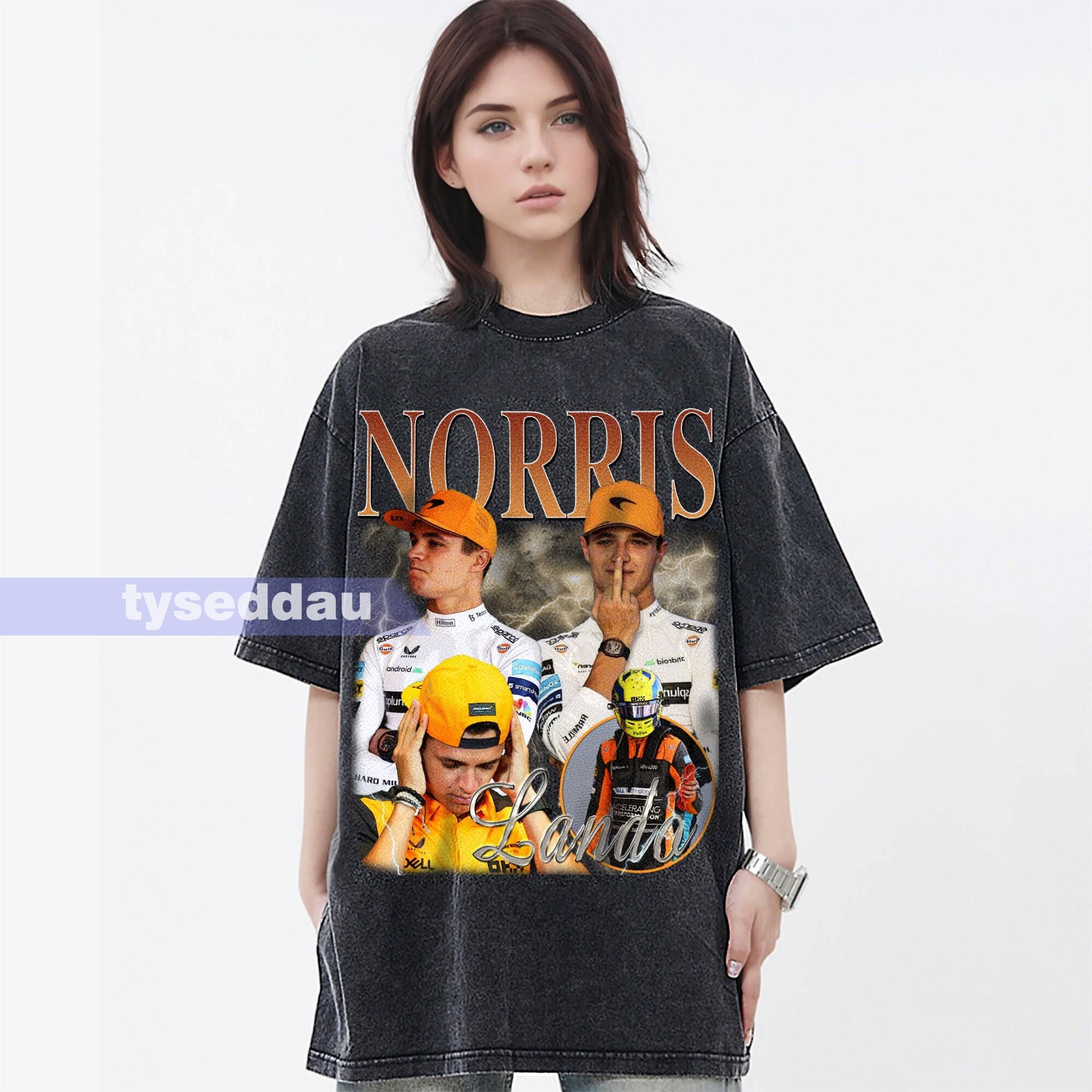 Lando Norris Retro 90's F1 Graphic T-Shirt – Vintage Style Hoodie, Sweatshirt | PodTeesHub.com