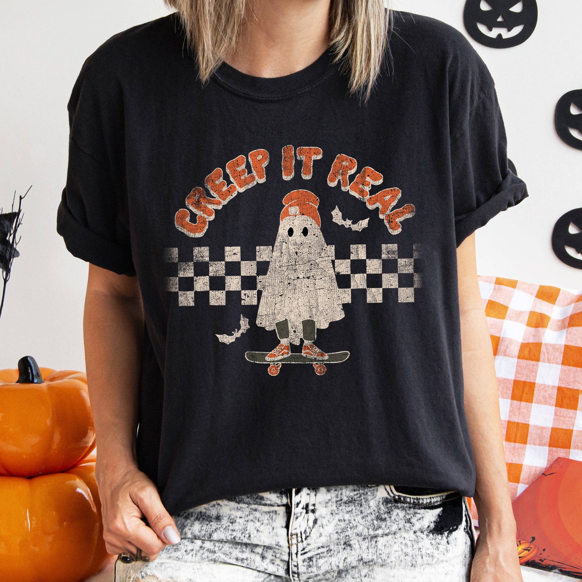 Creep It Real Retro Ghost Halloween T-Shirt Hoodie, Sweatshirt | PodTeesHub.com