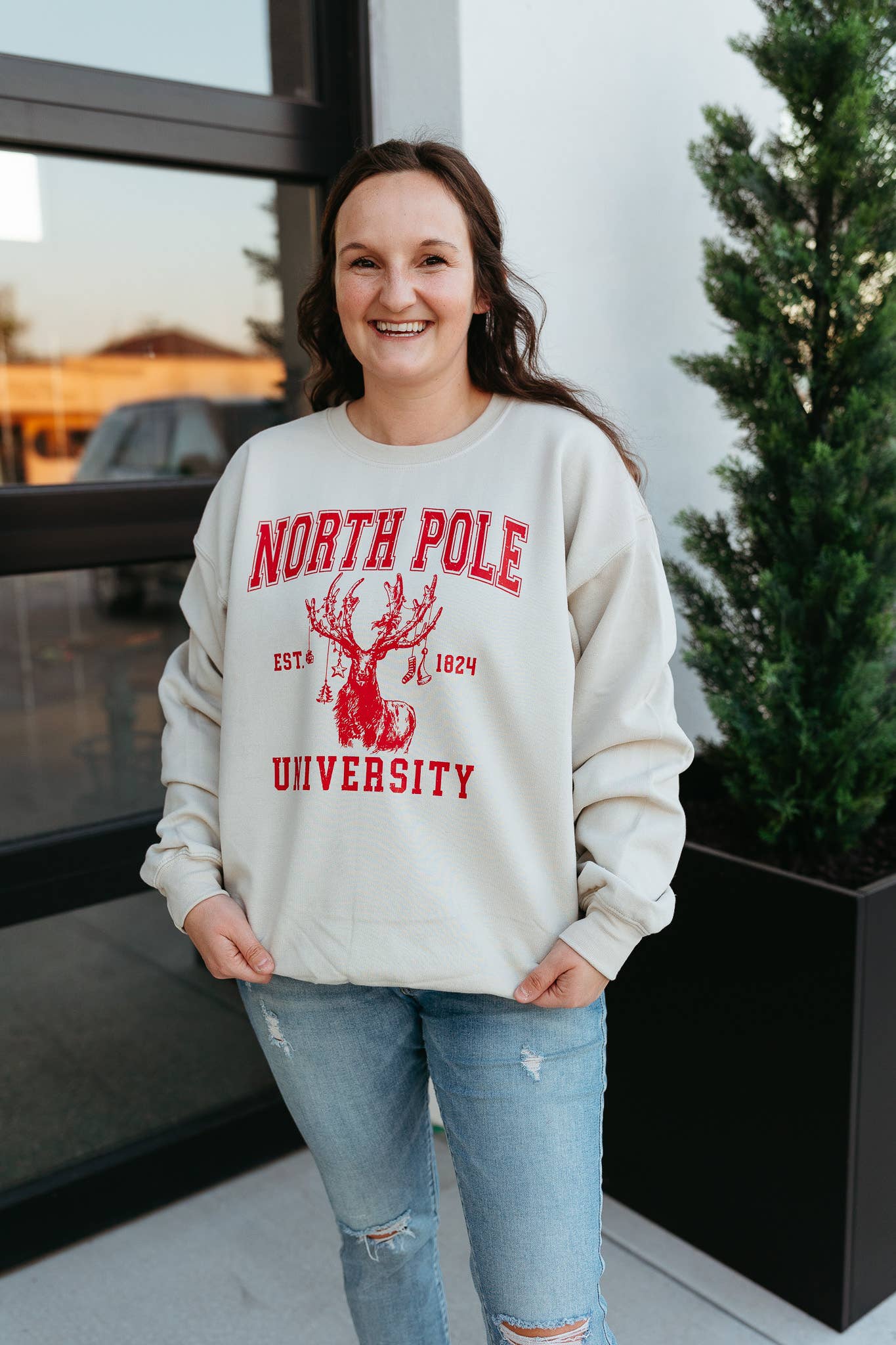 North Pole University - Christmas Graphic Sweatshirt - Red T-Shirts, Hoodie | PodTeesHub.com