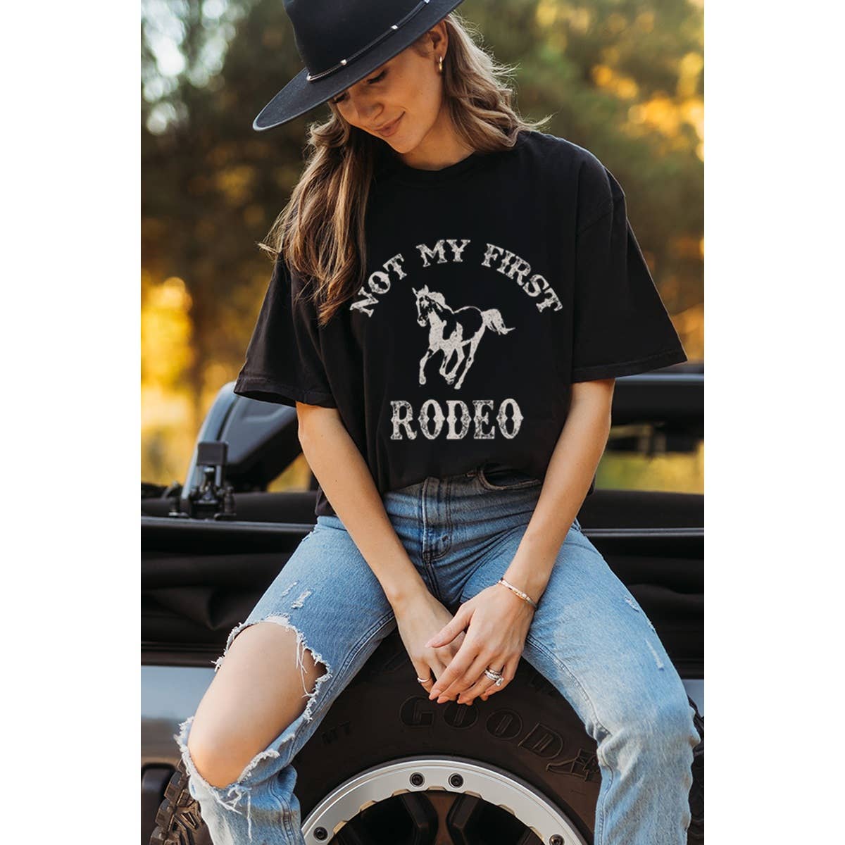 Not My First Rodeo Western Graphic Tee Hoodie, Sweatshirt | PodTeesHub.com