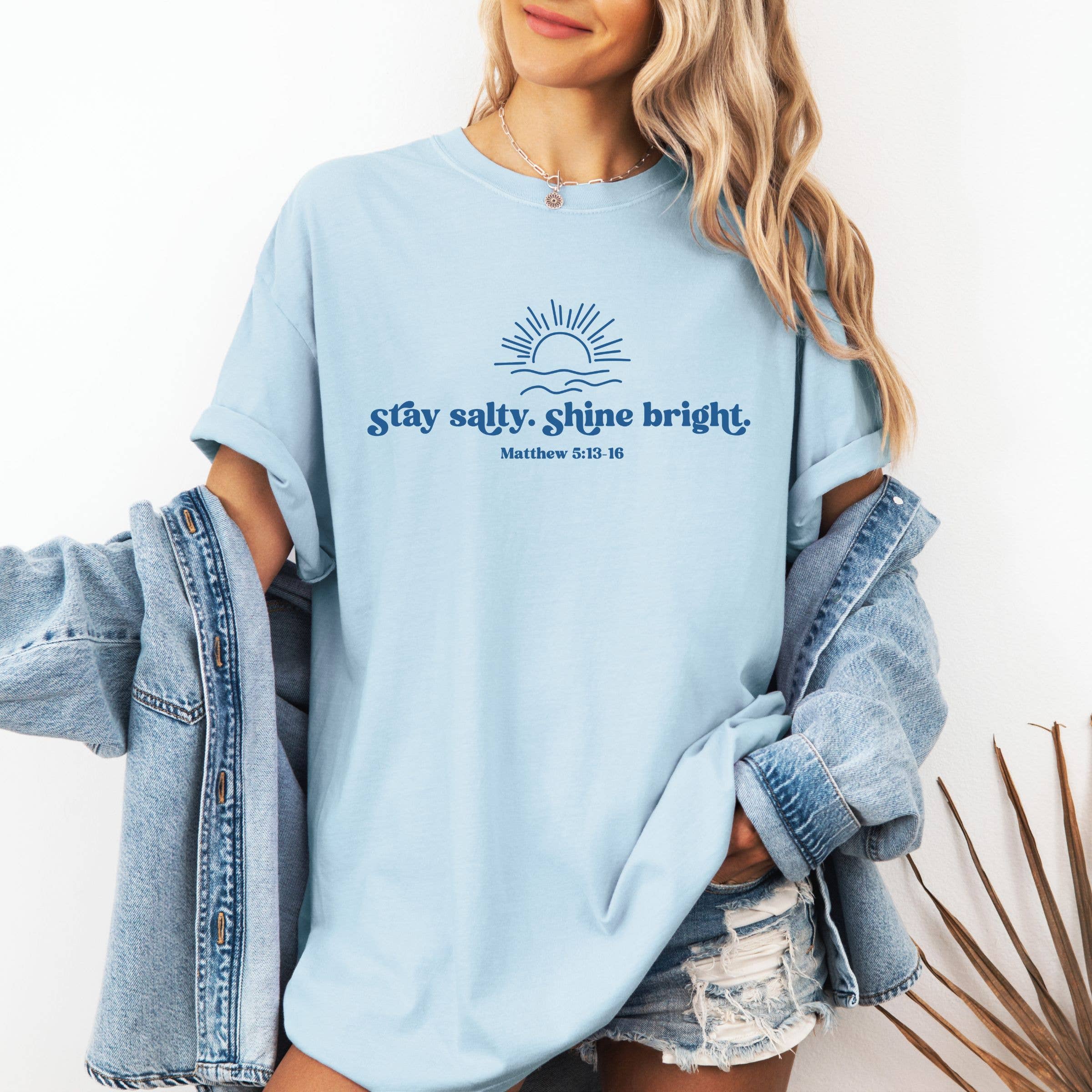 Stay Salty,  Shine Bright Faith Tee - Spring Graphic Tee Hoodie, Sweatshirt | PodTeesHub.com