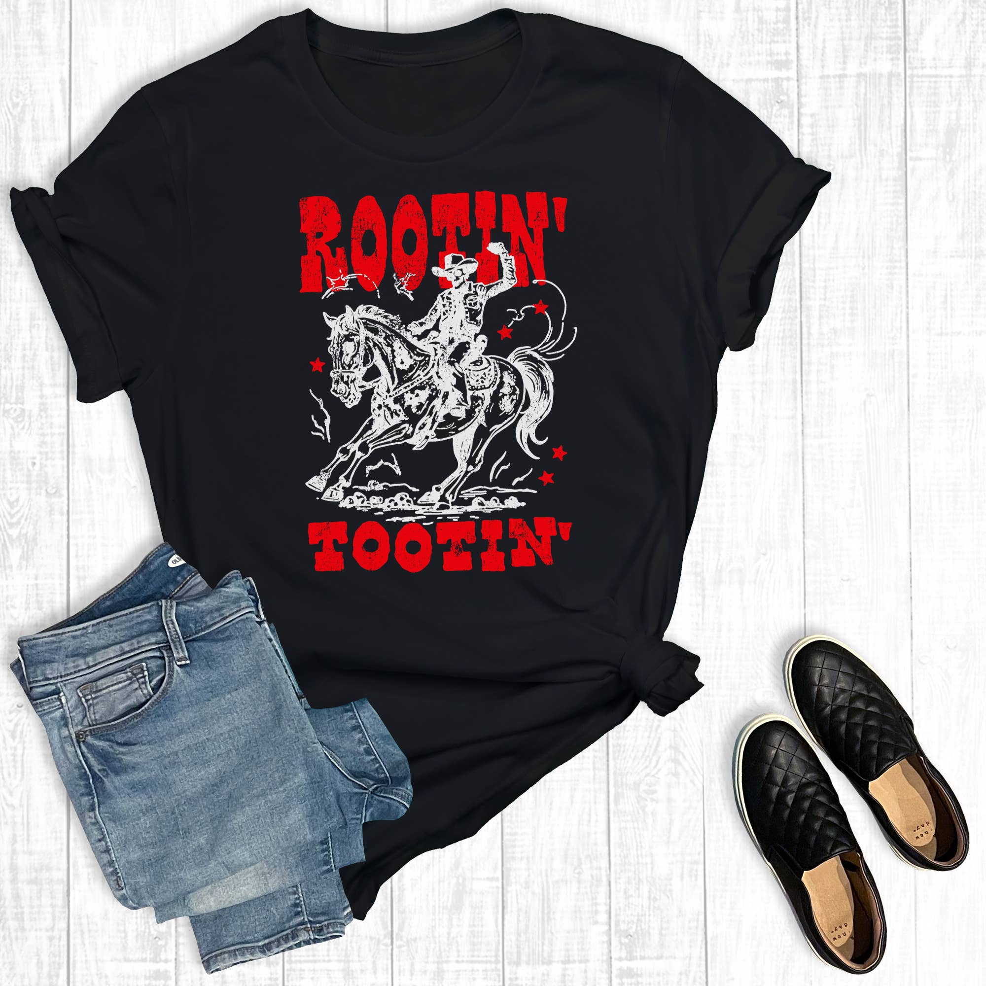 Western Rootin Tootin Cowboy Graphic Tee Hoodie, Sweatshirt | PodTeesHub.com