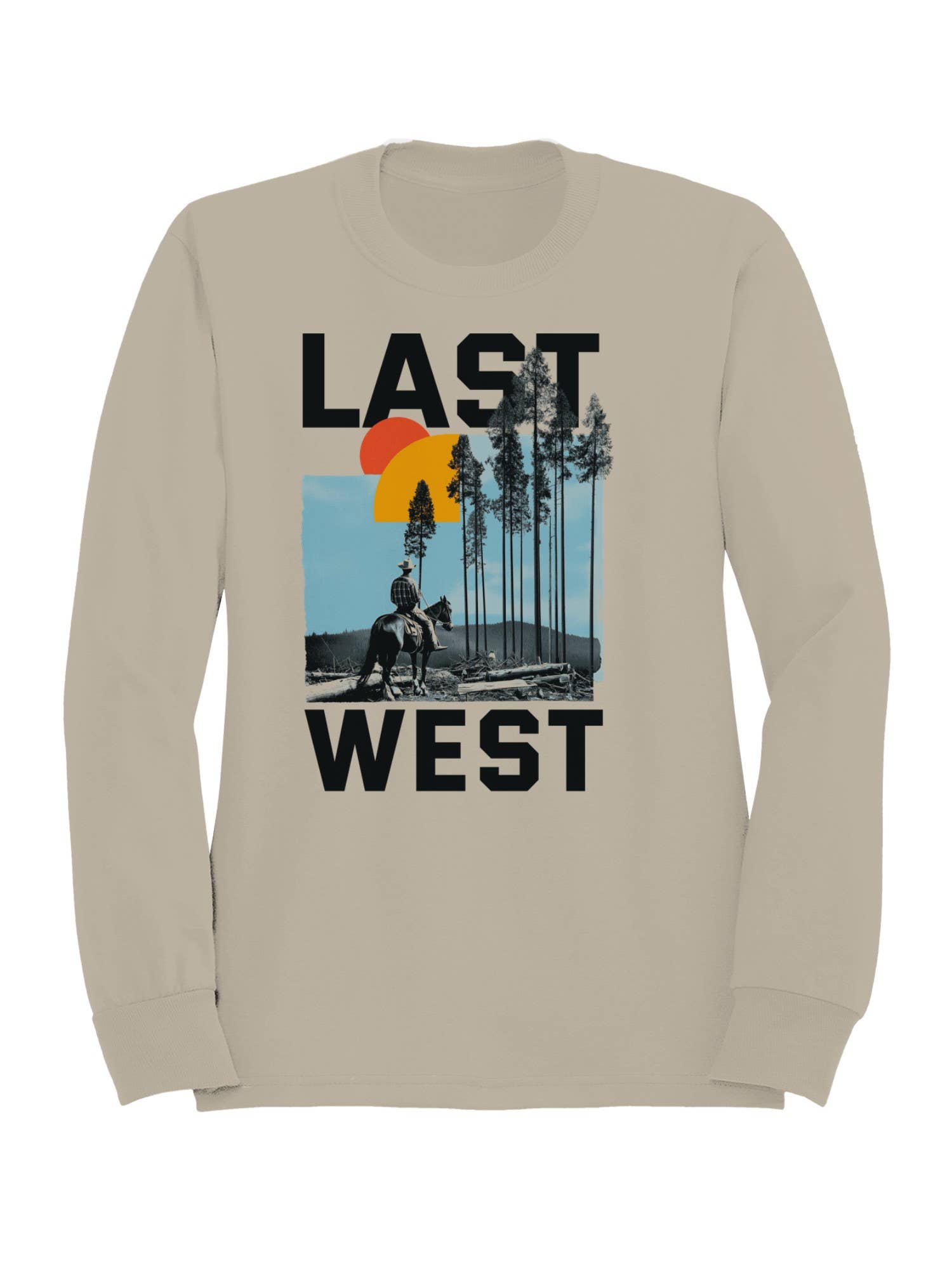 Last West Cowboy At Sunset Men's Sweatshirt T-Shirts, Hoodie | PodTeesHub.com