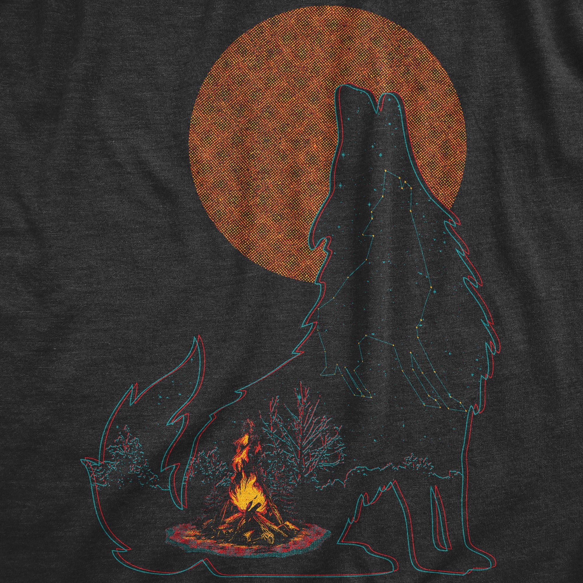 Campfire Wolf Men's T Shirt