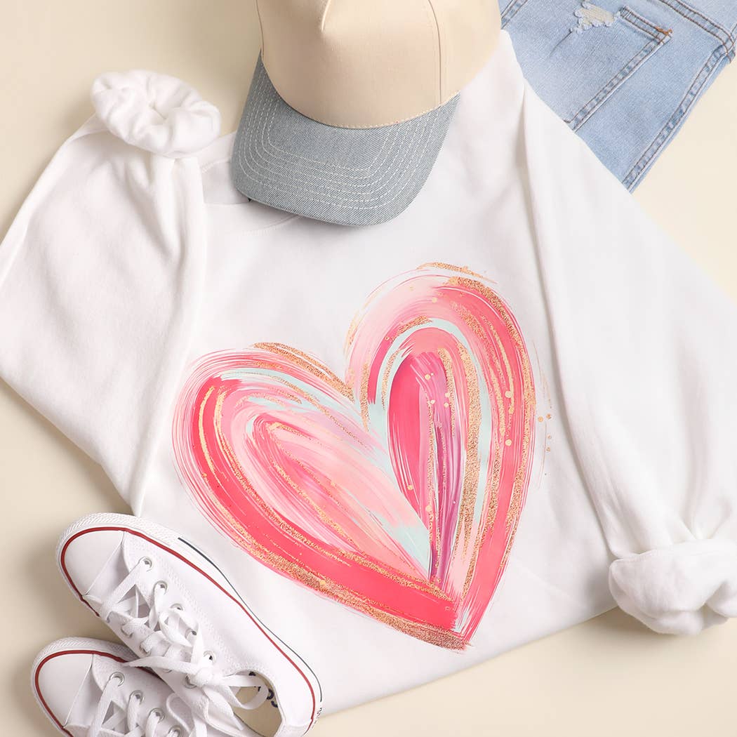 Painted Valentine's Day Heart Heavyweight Sweatshirt T-Shirts, Hoodie | PodTeesHub.com