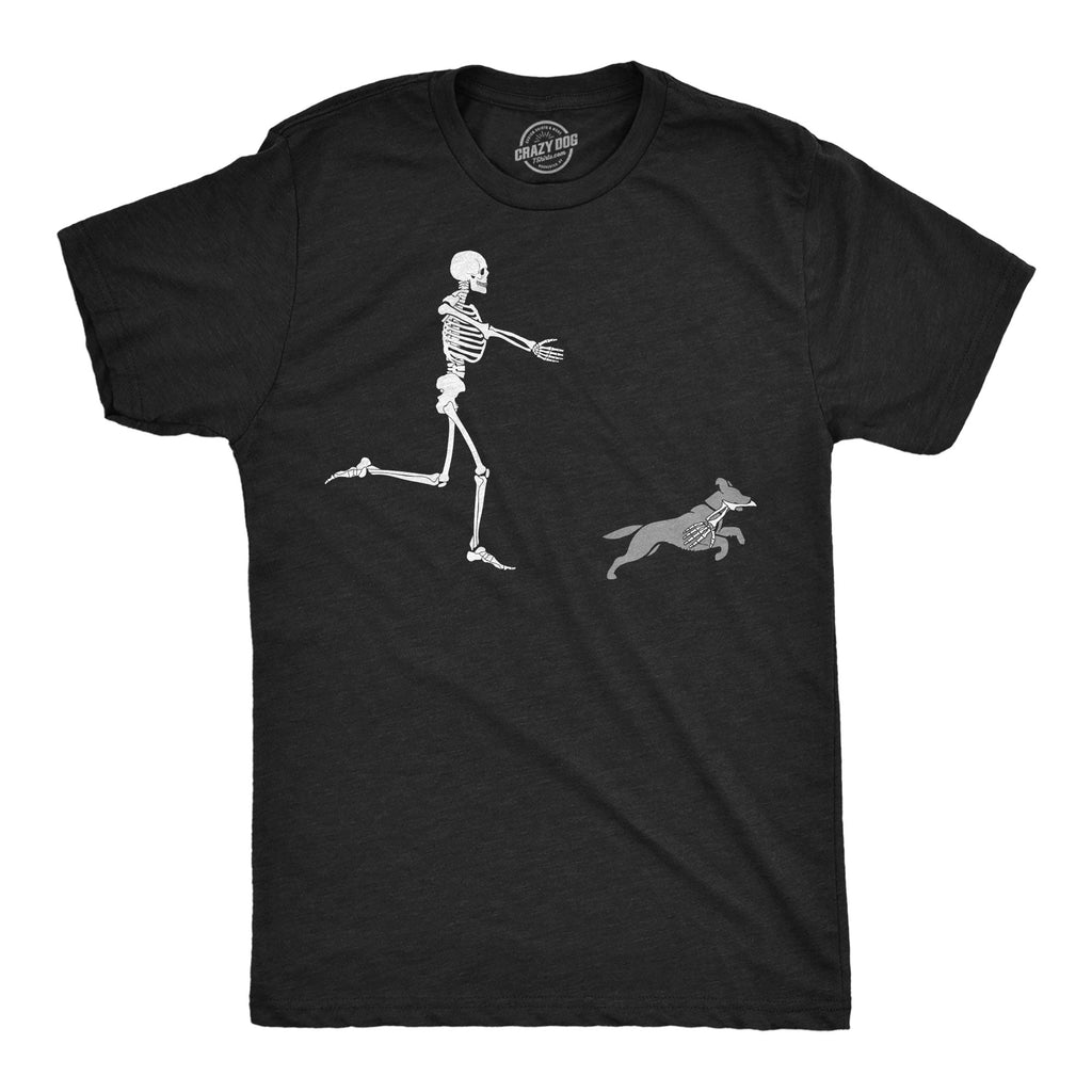 Skeleton Chasing Dog Men's T Shirt