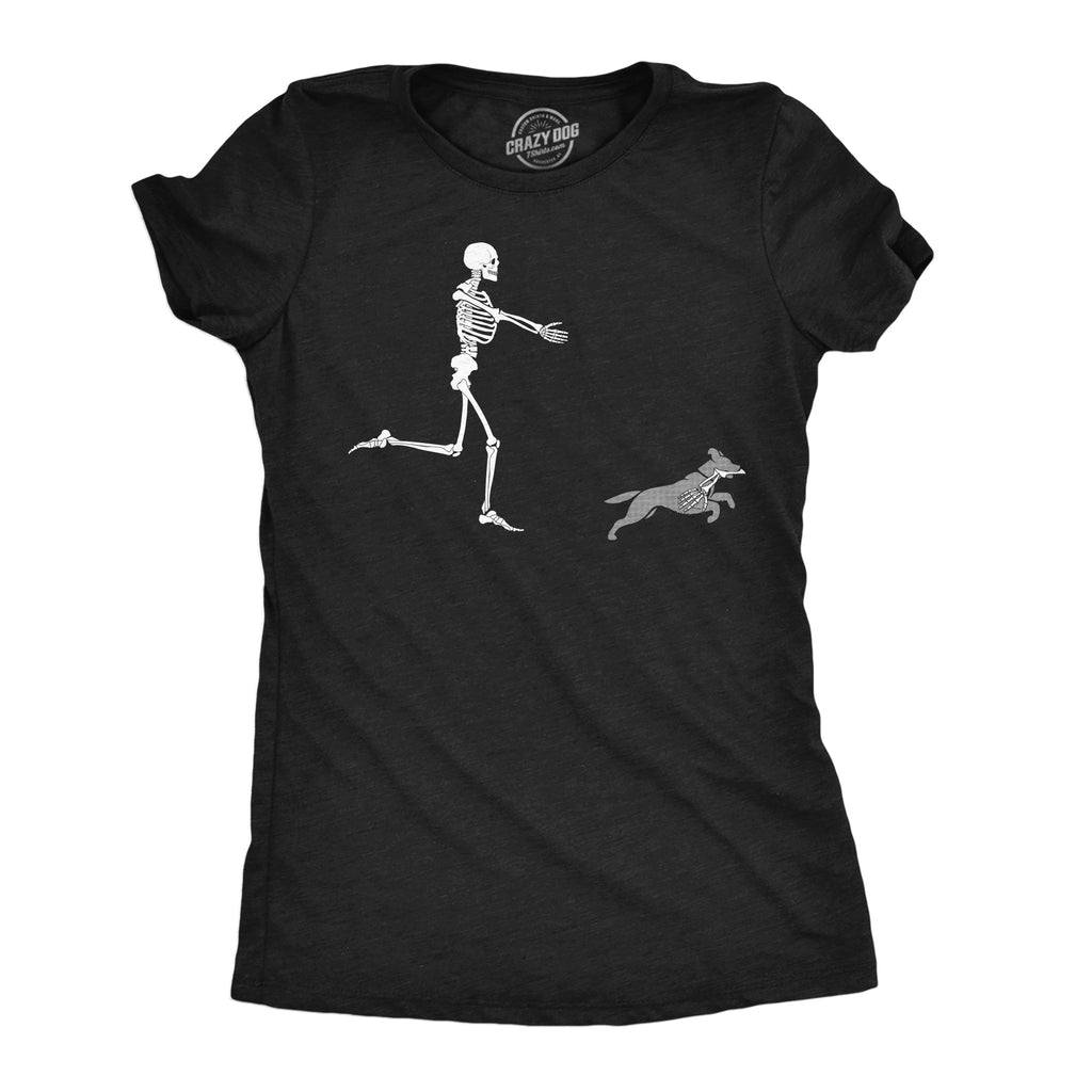 Skeleton Chasing Dog Women's T Shirt